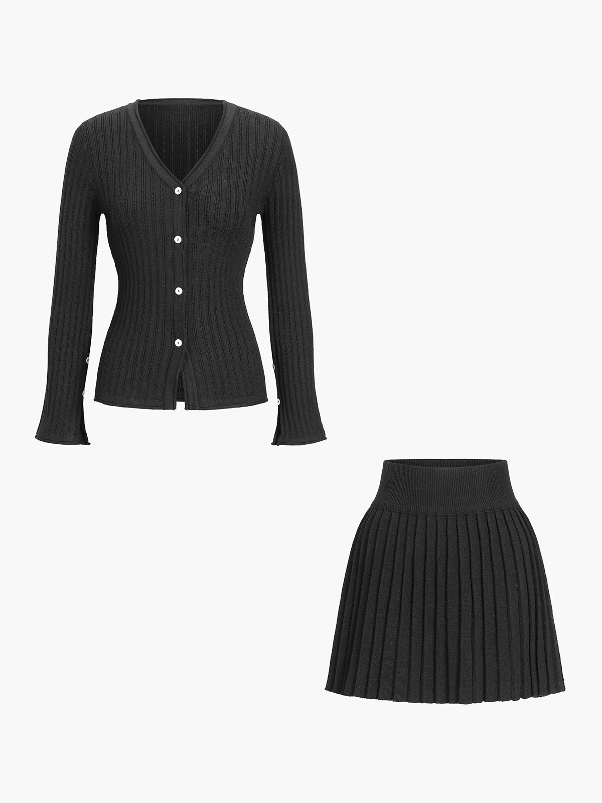Leisure Long Sleeve Two Piece Skirt Set-Massicos
