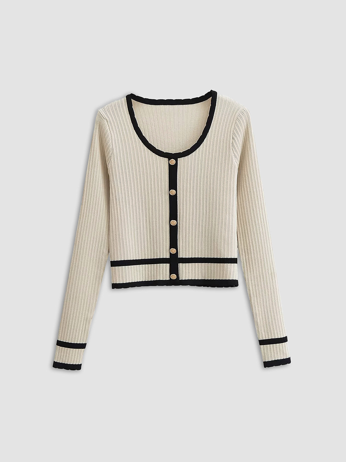 Retro Contrast Cardigan-Massicos