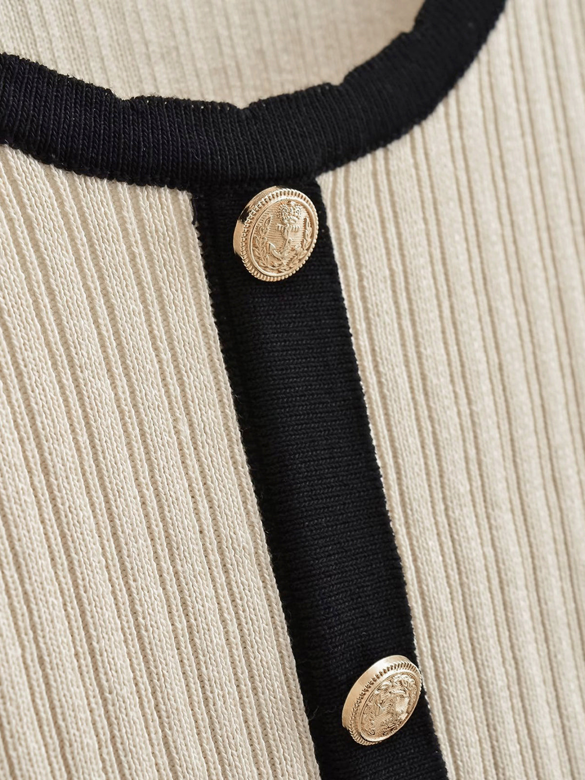 Retro Contrast Cardigan-Massicos