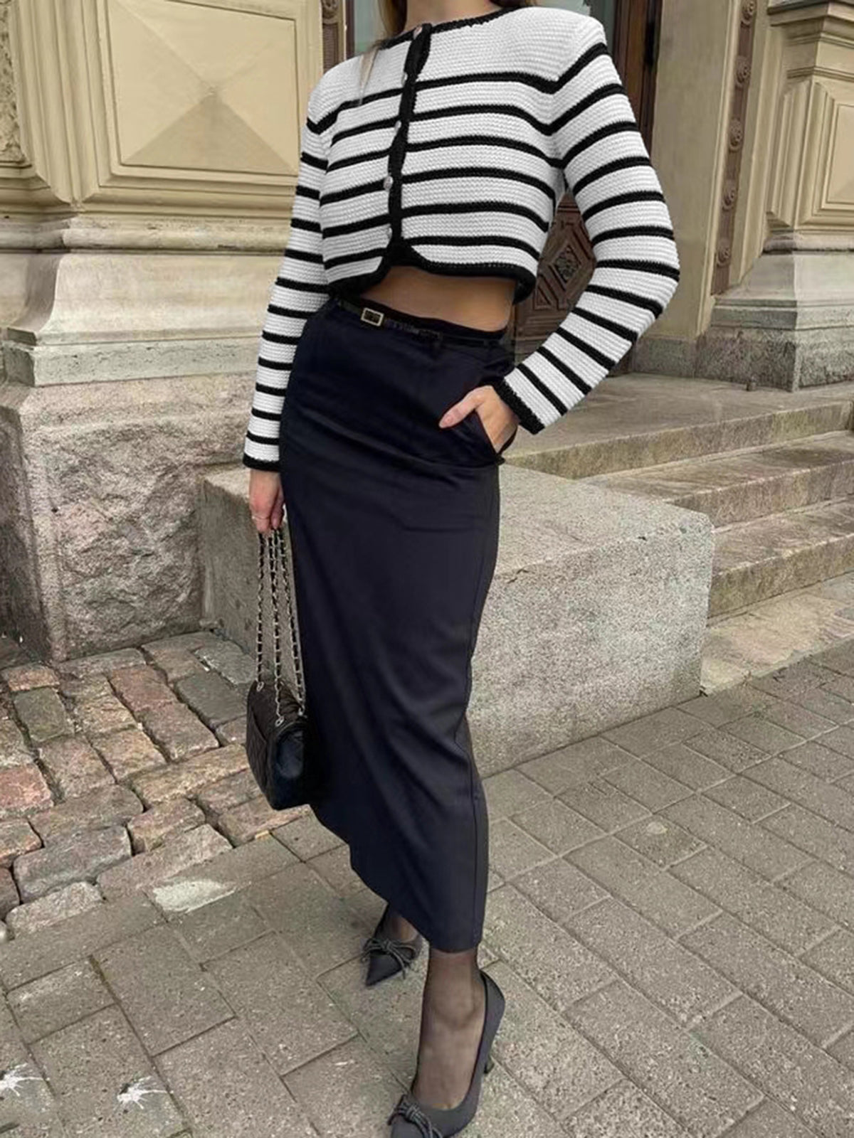 Old Money Aesthetics Stripe Cardigan-Massicos