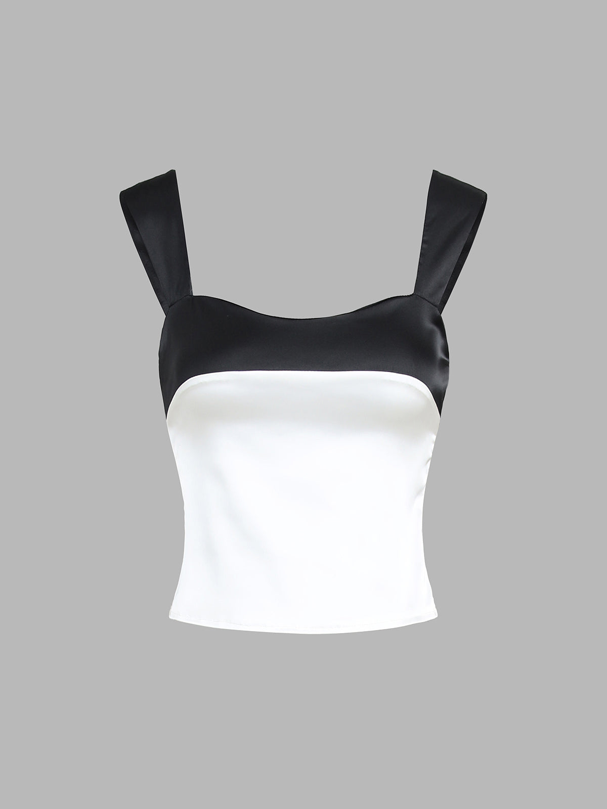 Semi-Sheer Two Tone Satin Tied Zippered Top-Massicos