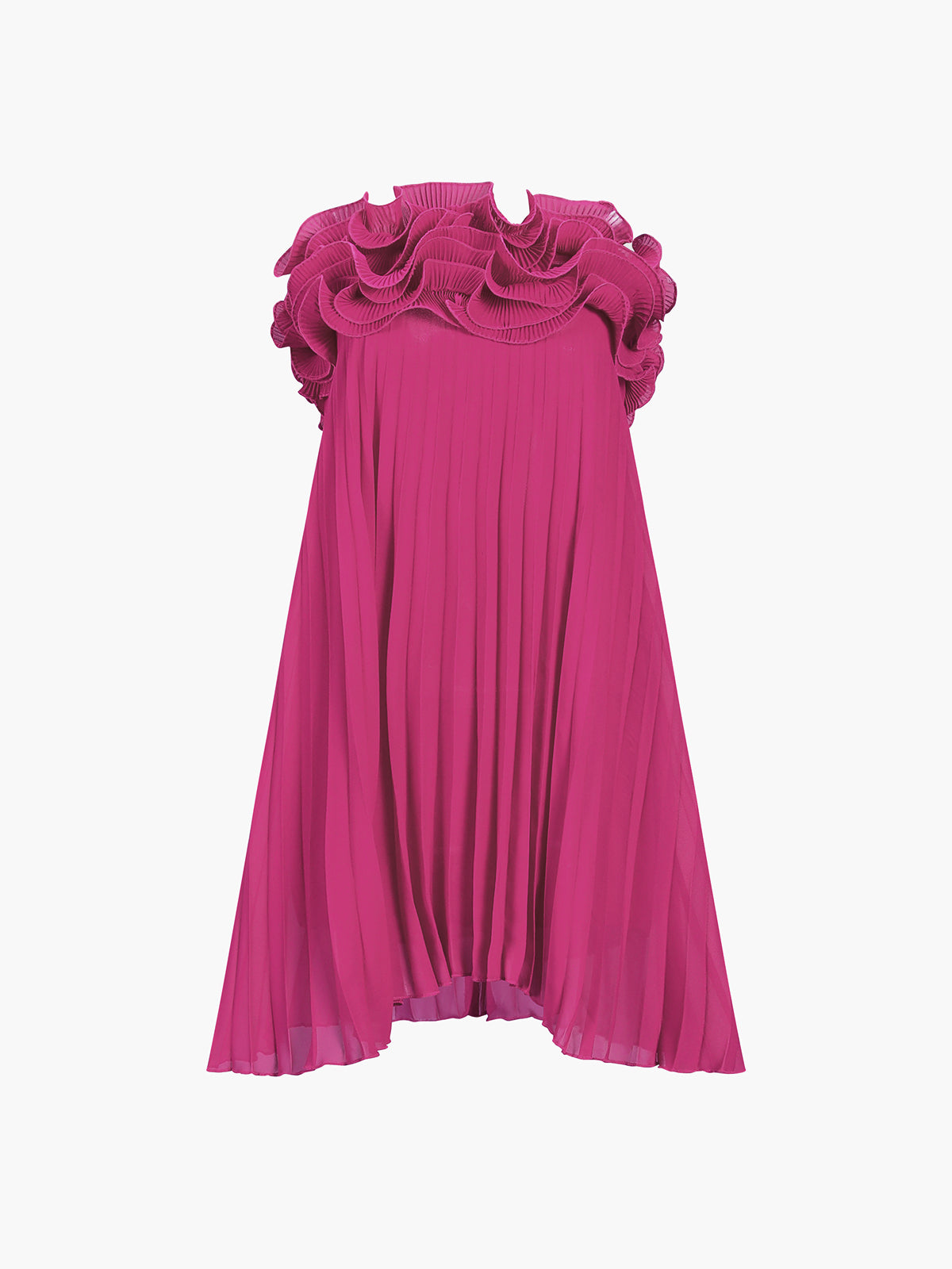 Mesh Rosette Tube Pleat Short Dress-Massicos