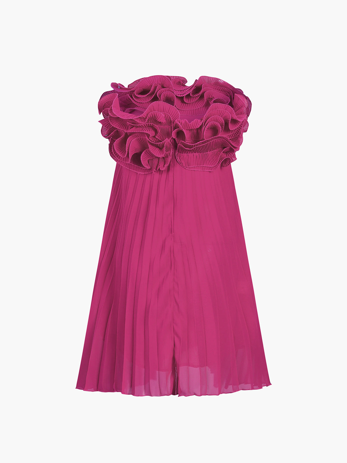 Mesh Rosette Tube Pleat Short Dress-Massicos
