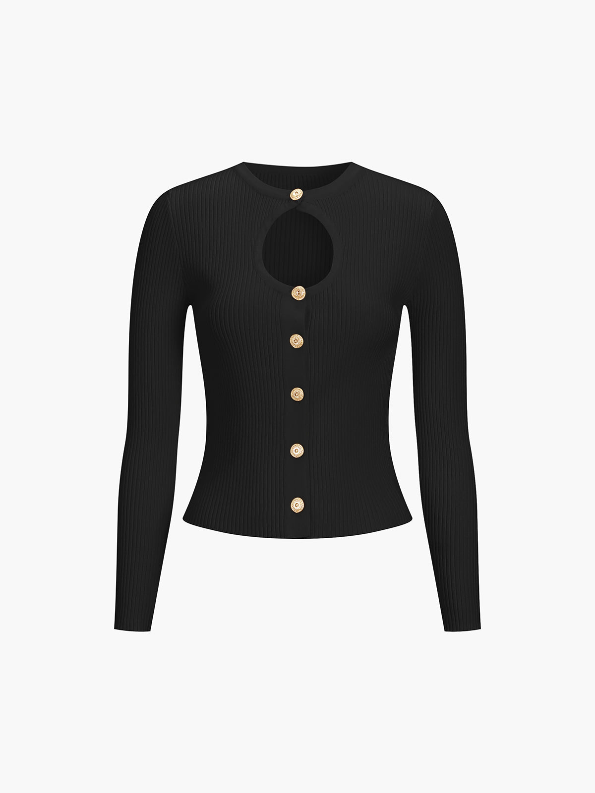 Effortless Keyhole Long Sleeve Knit Top-Massicos