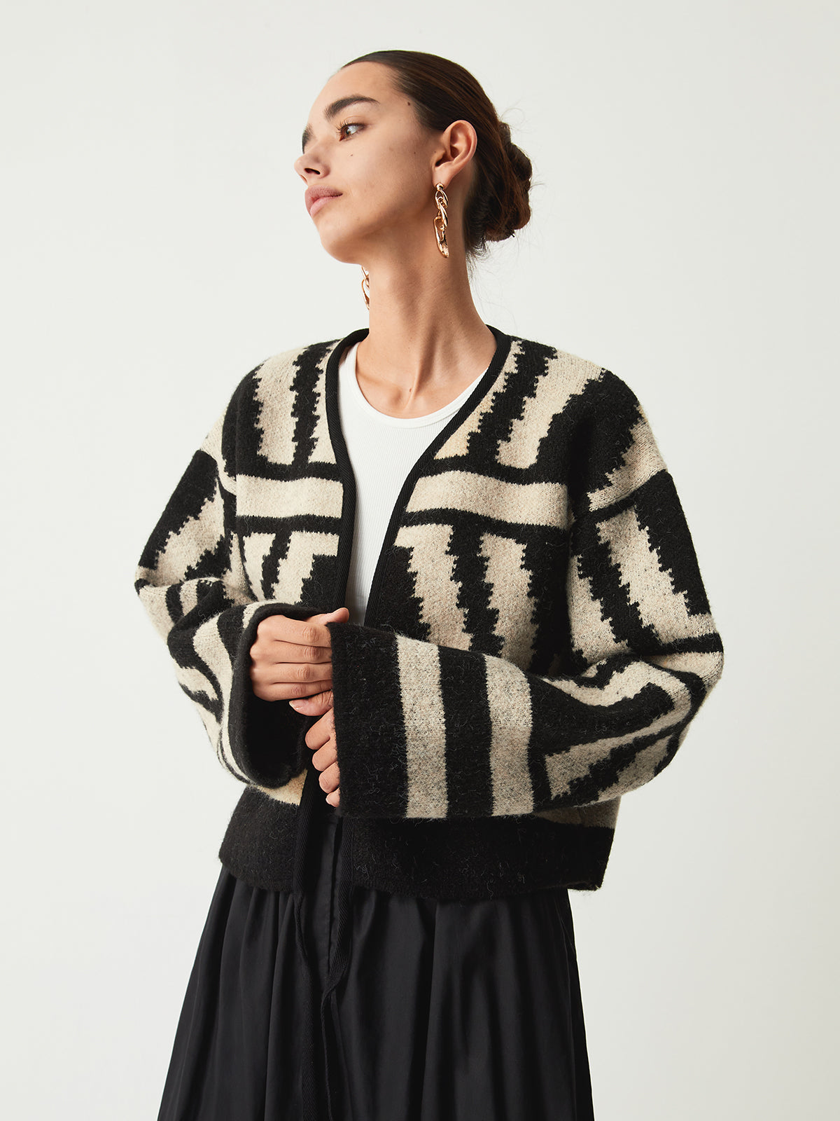 Geometric Print Kimono Cardigan-Massicos