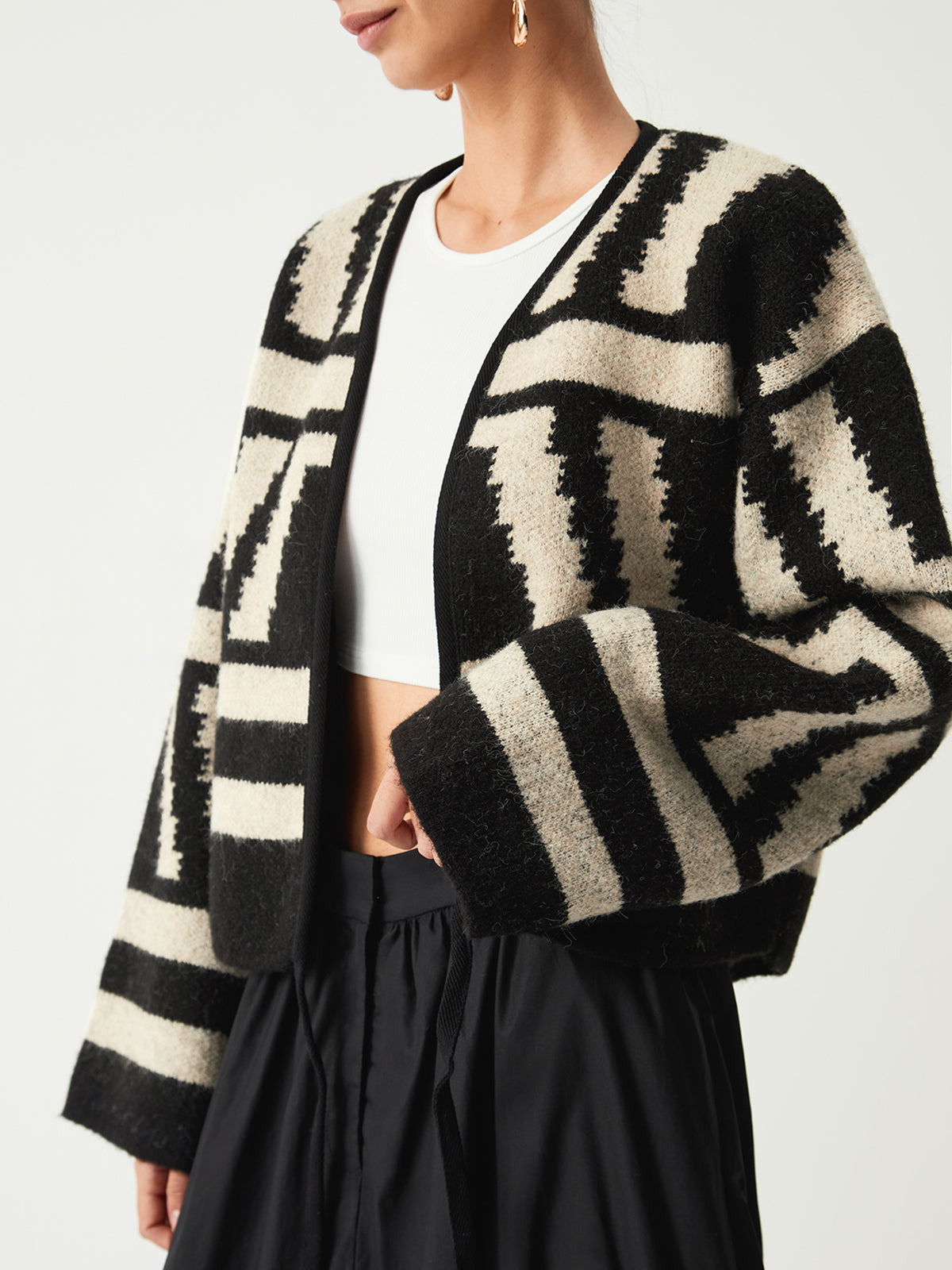 Geometric Print Kimono Cardigan-Massicos