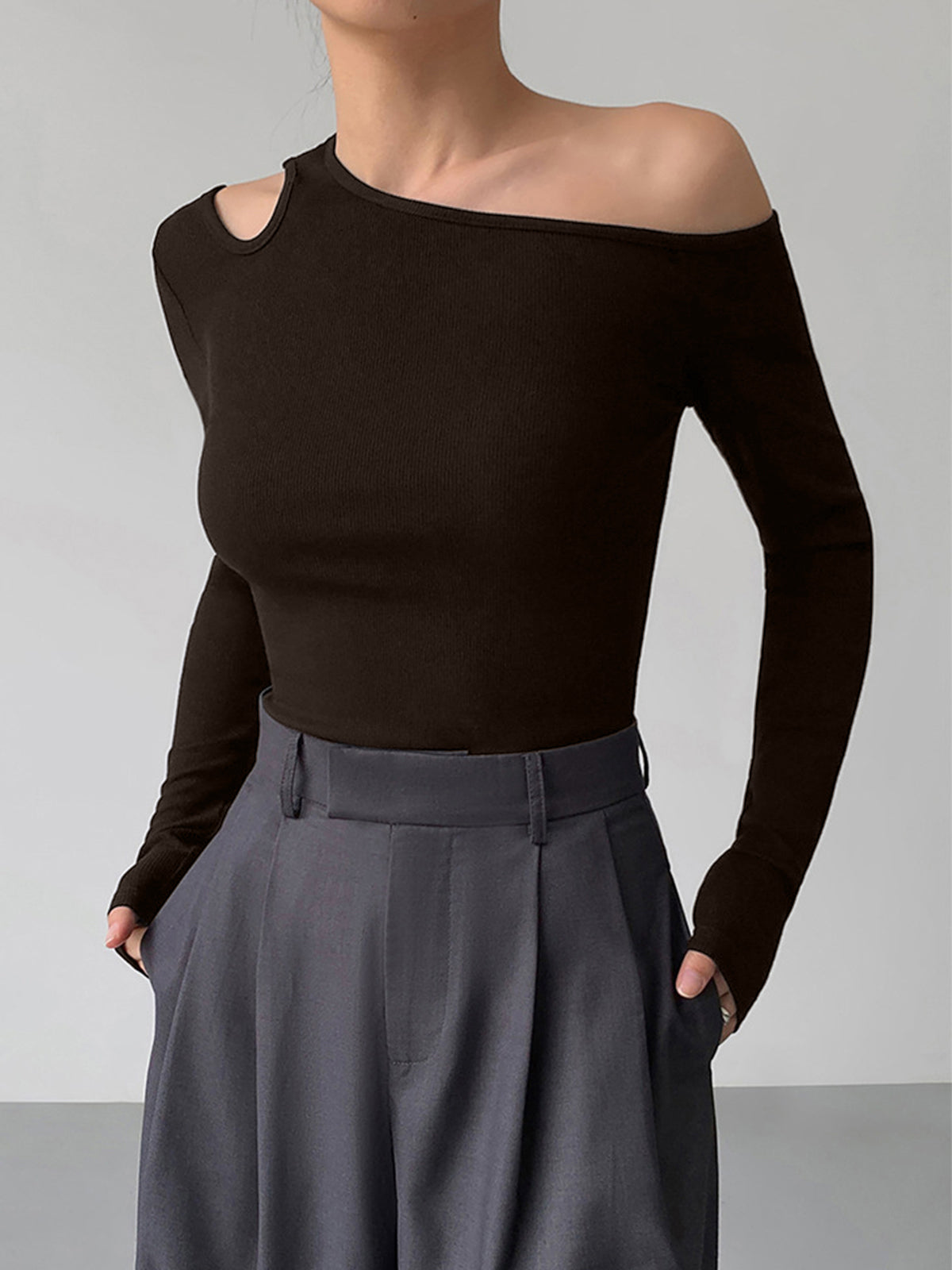 Slinky Cutout Knit Top-Massicos