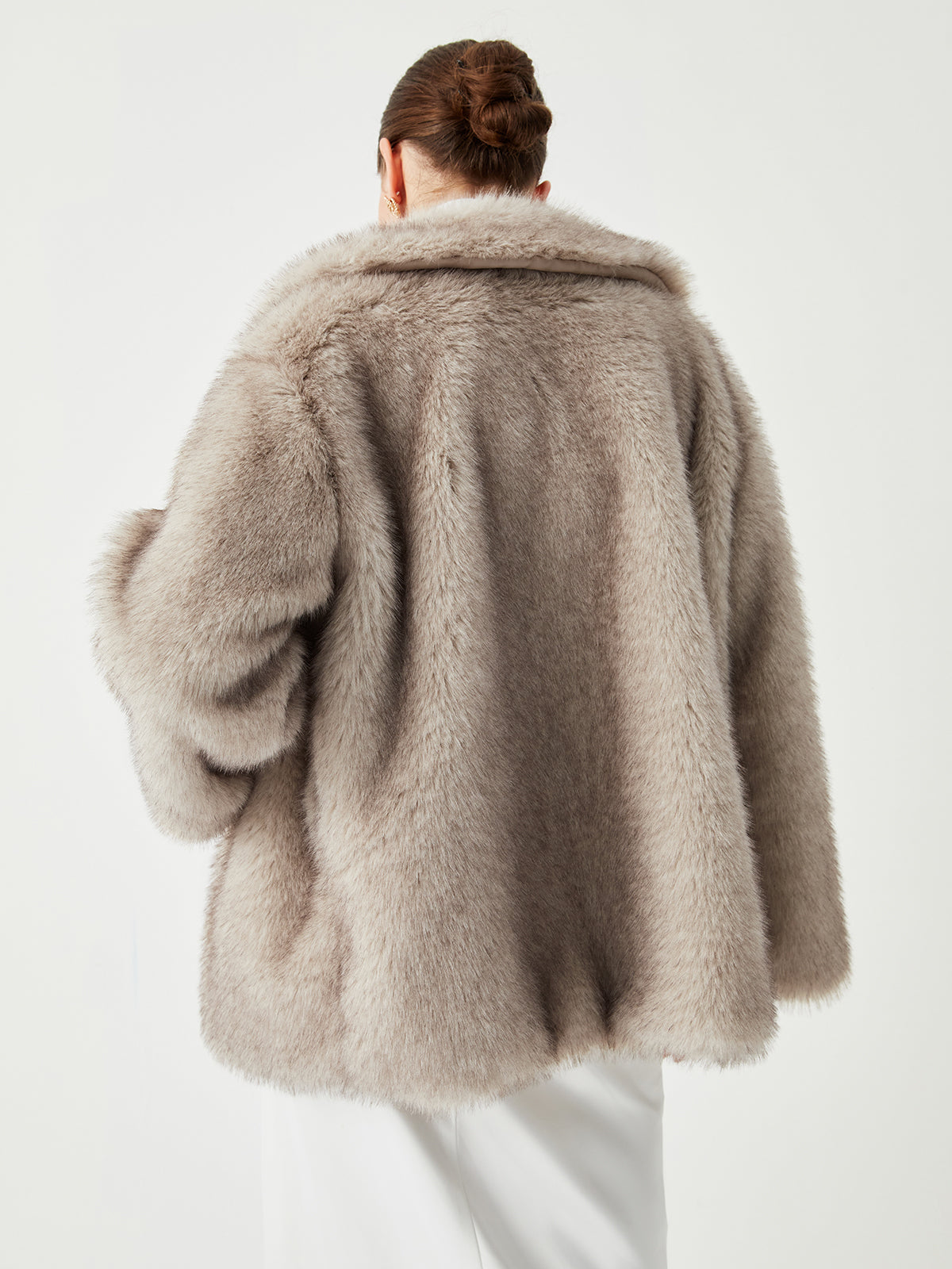 Oversized Collared Faux Fur Coat-Massicos