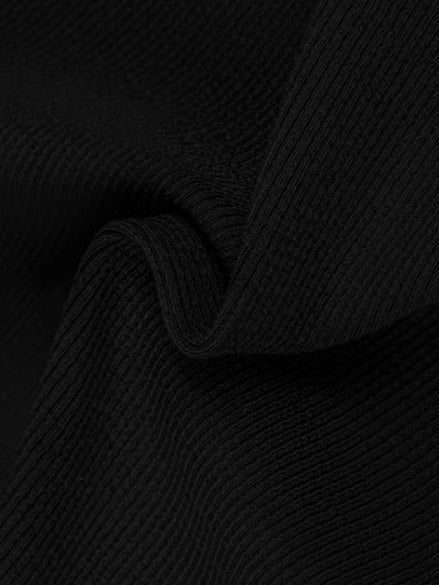 Square Neck Contrast Trim Long Sleeve Knit Shirt-Massicos