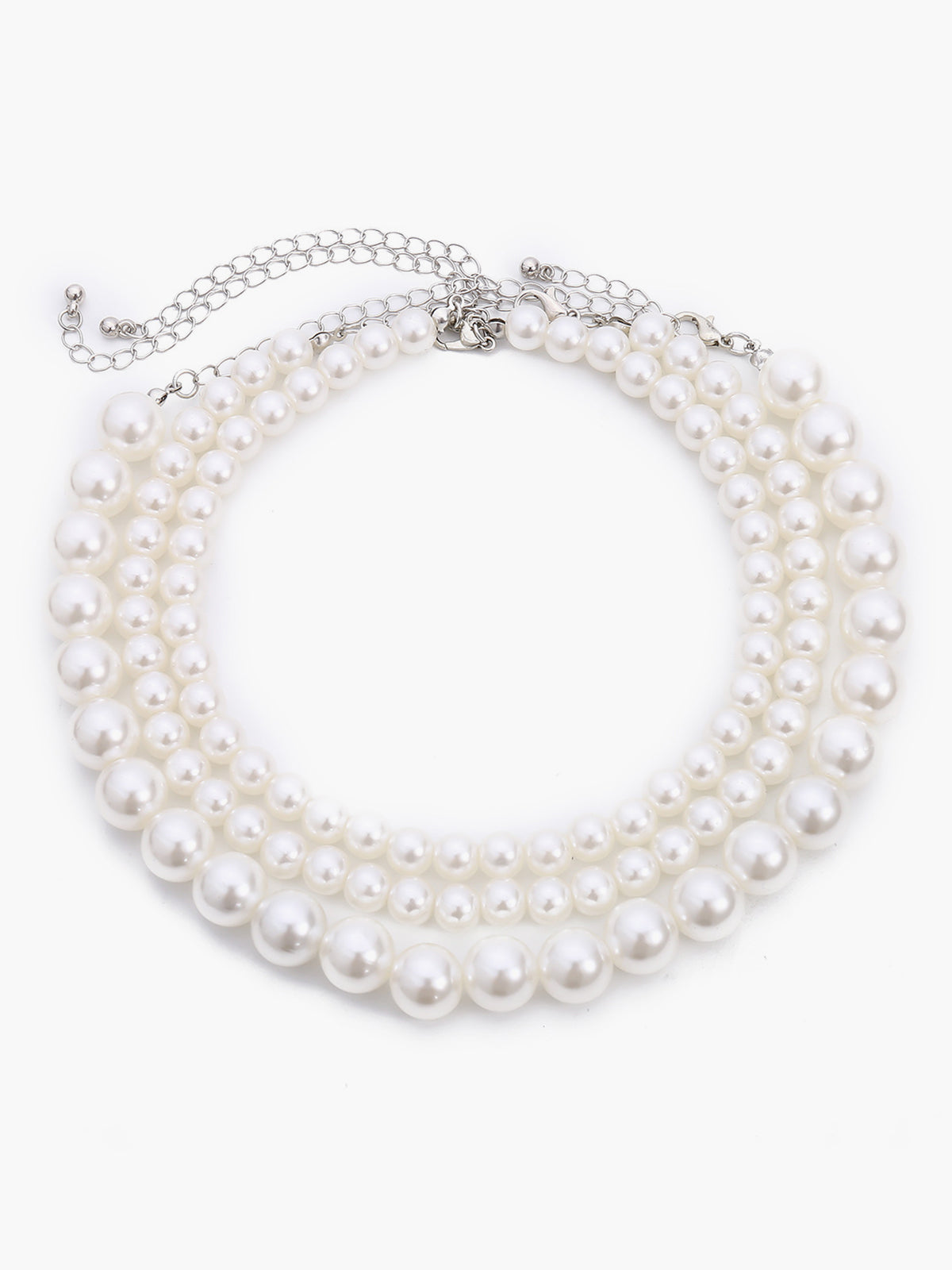 Treble Layers Pearl Necklace-Massicos