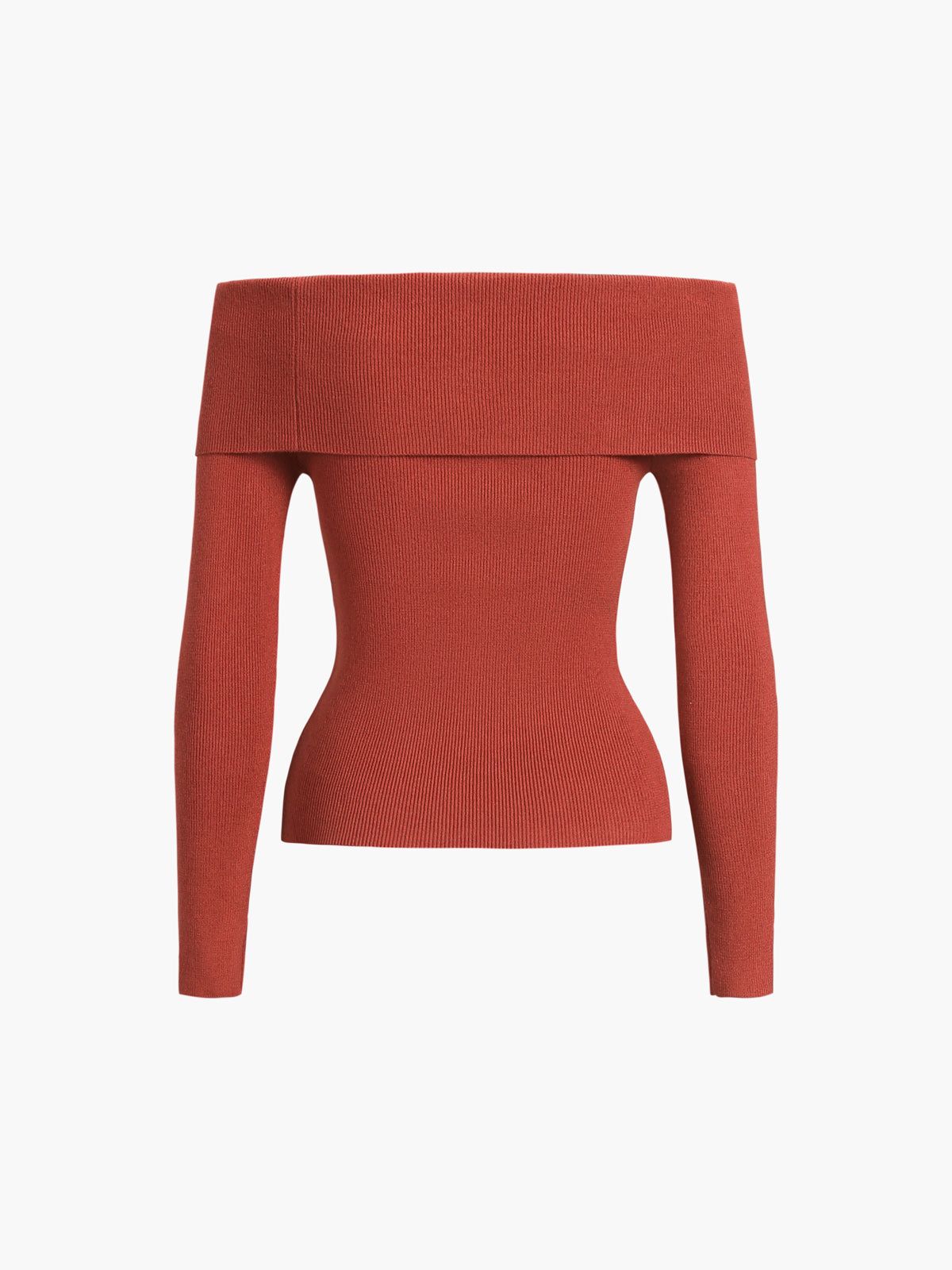 Off Shoulder Overfold Long Sleeve Knit Top-Massicos