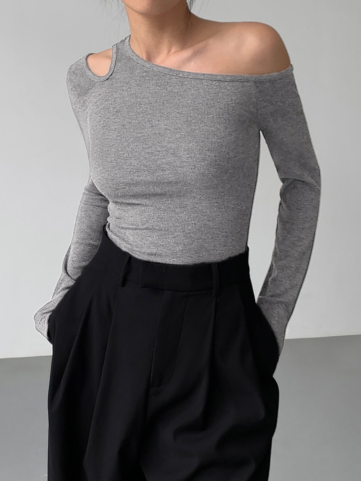 Slinky Cutout Knit Top-Massicos