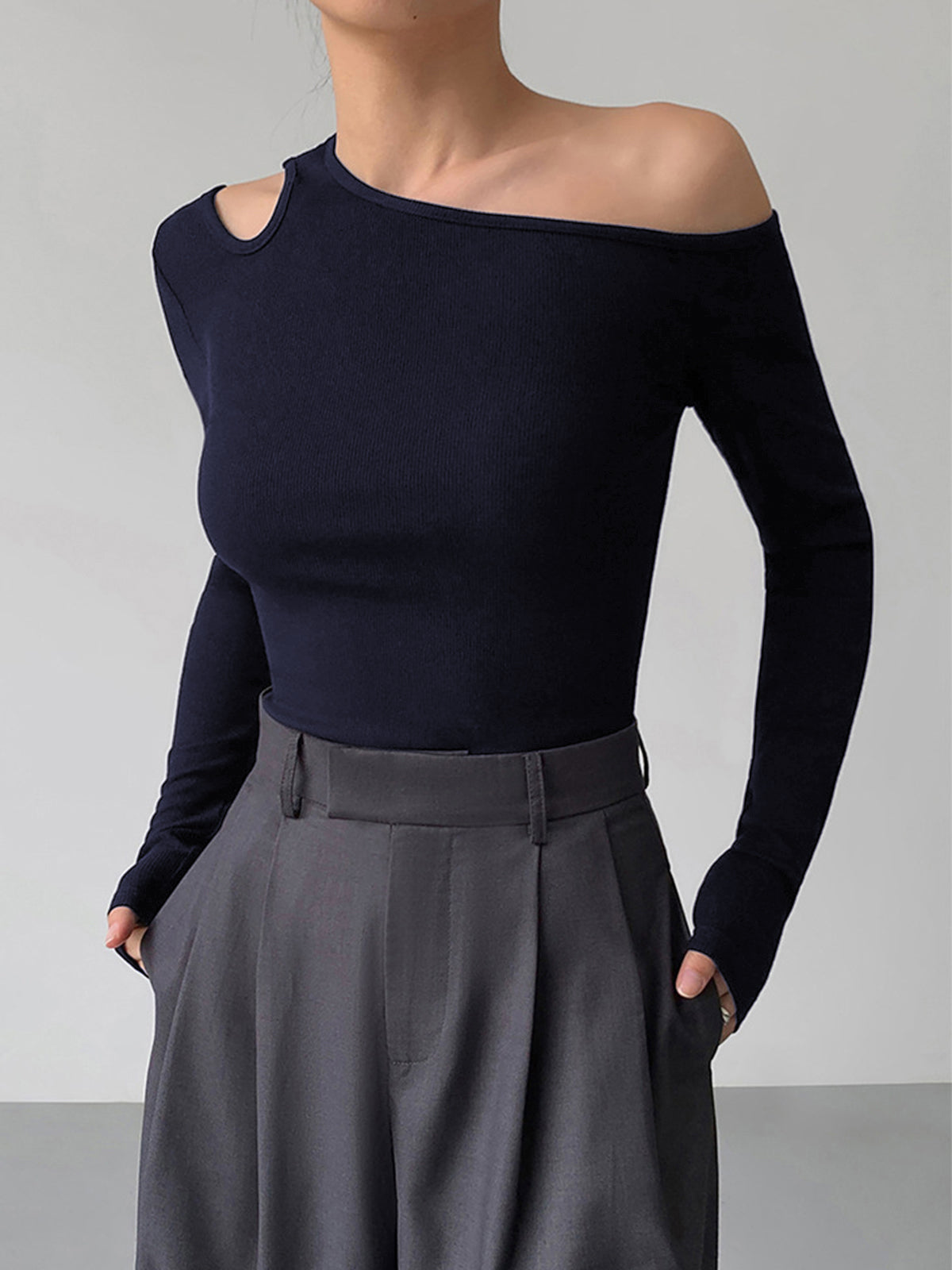 Slinky Cutout Knit Top-Massicos