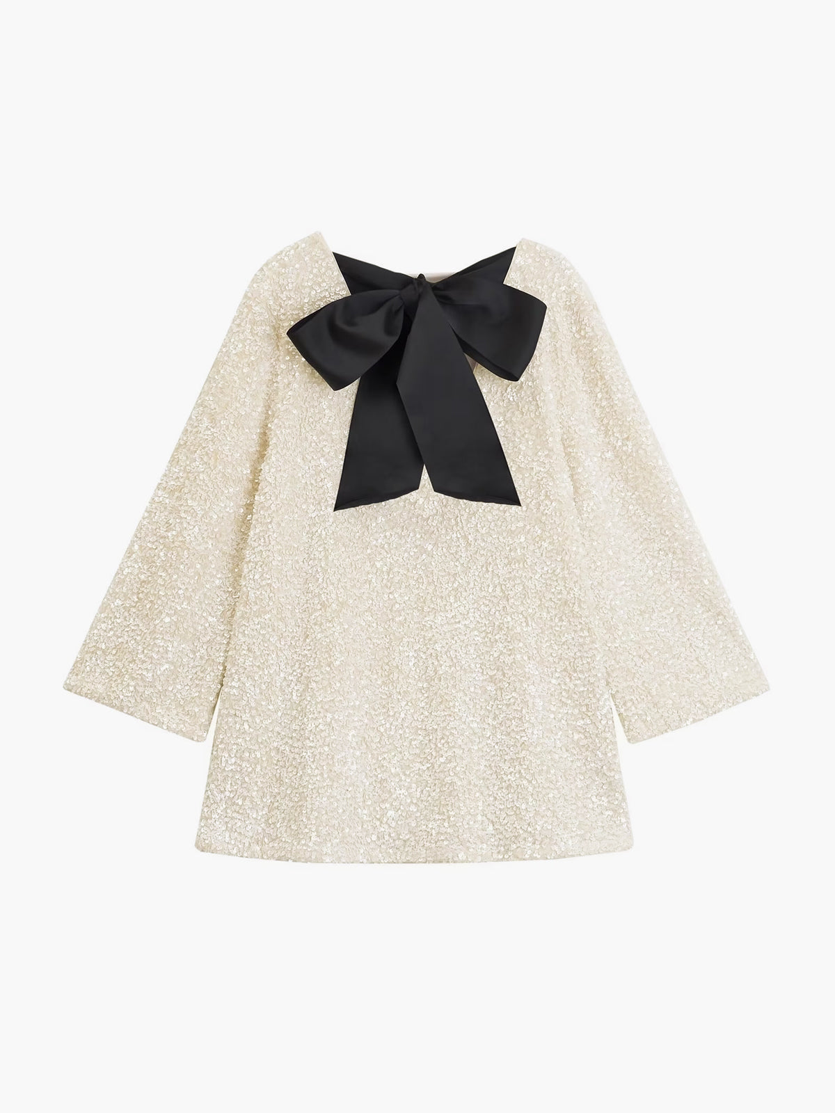 Sequins Velvet Bowknot Mini Dress-Massicos