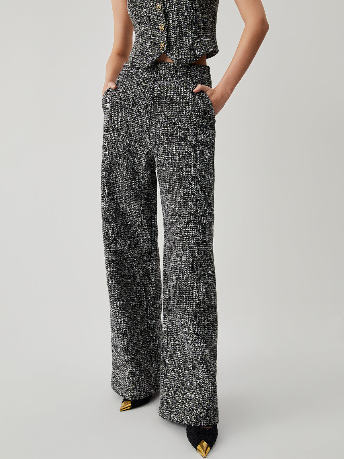 Old Money Tweed Straight Leg Pocket Pants-Massicos