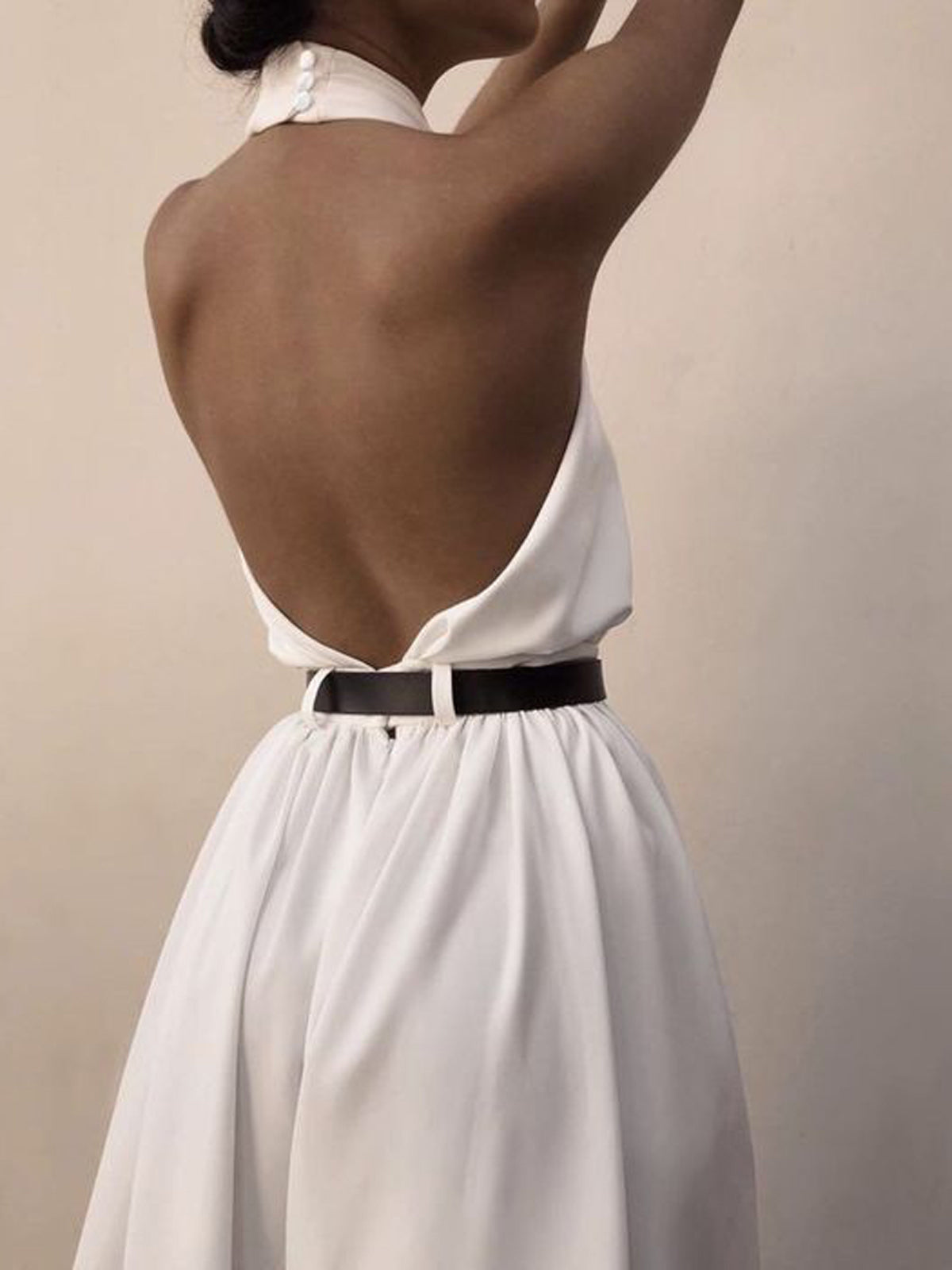 Criss Cross Halter Backless Jumpsuit Without Belt-Massicos