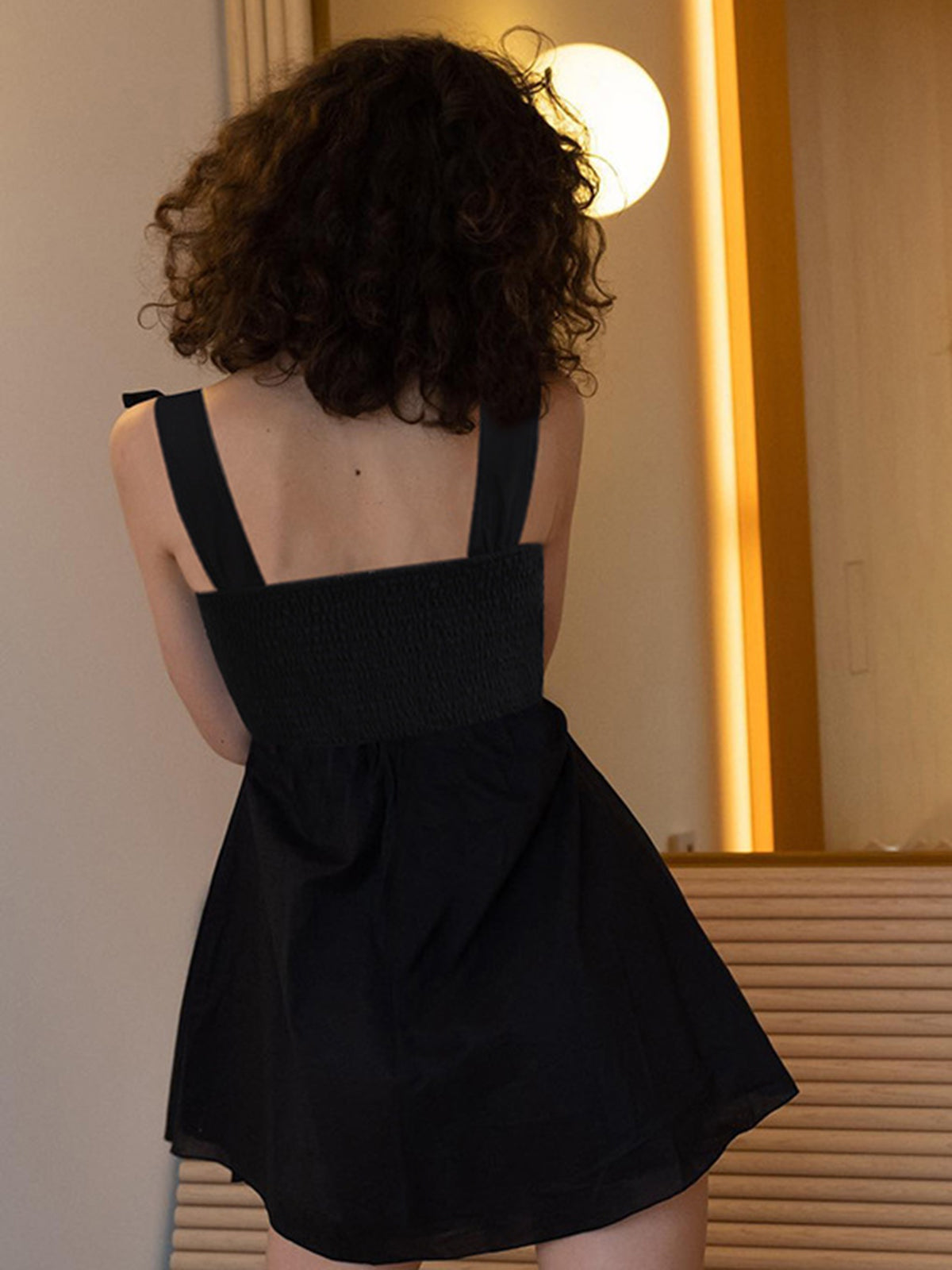 Shirred Knotted Cami Short Dress-Massicos