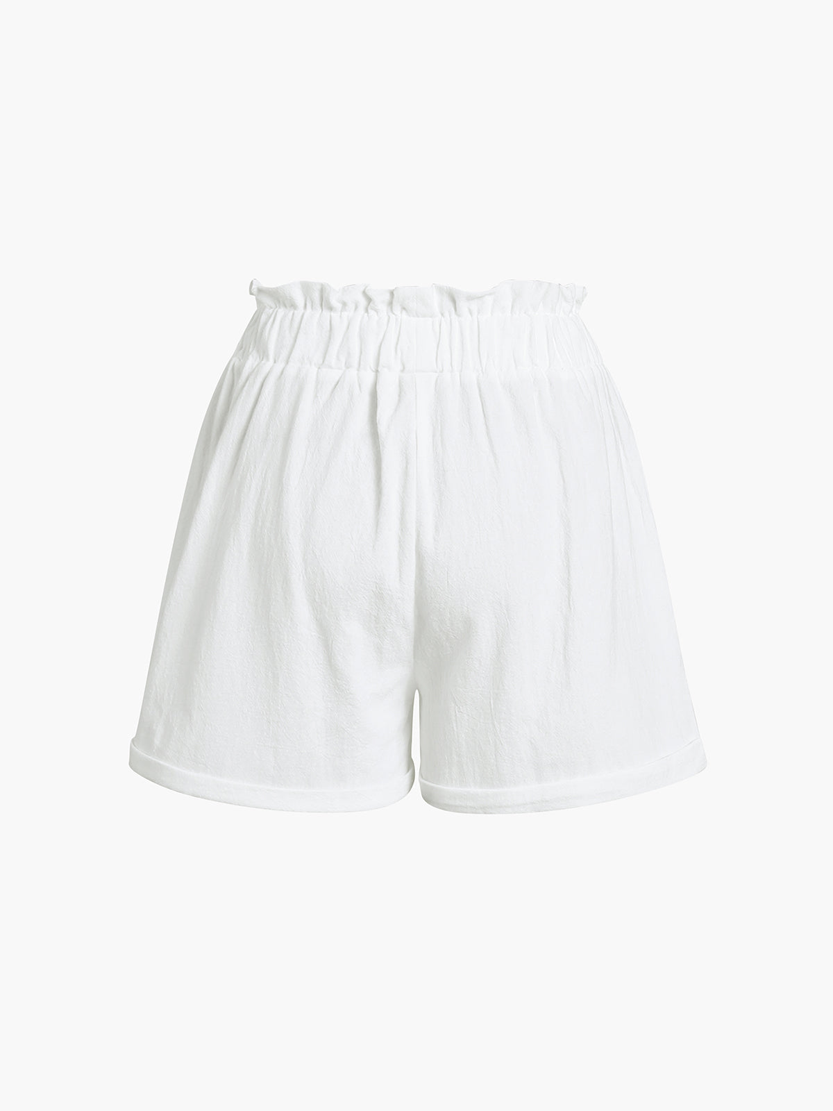 Solid Cotton Ruffle Shorts Sets-Massicos
