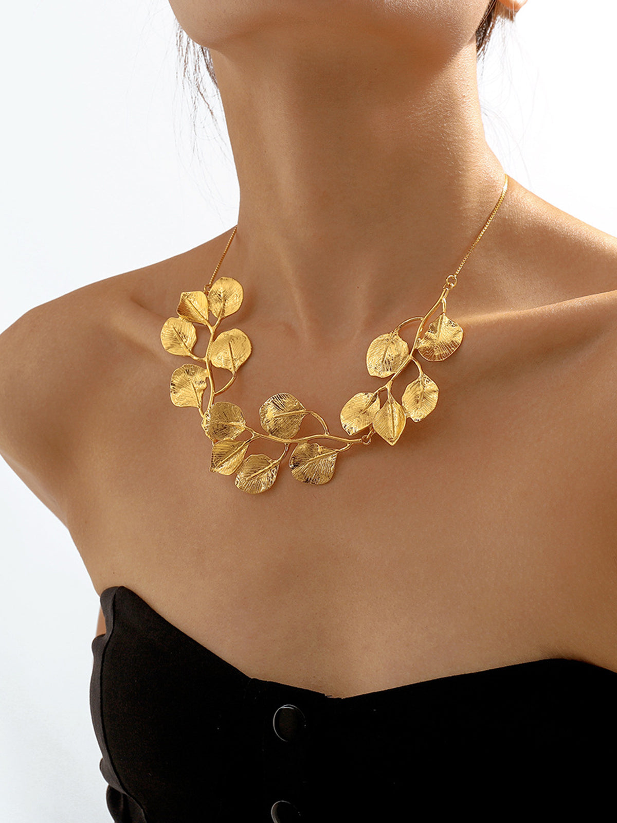 Vintage Alloy Leaf Design Necklace-Massicos