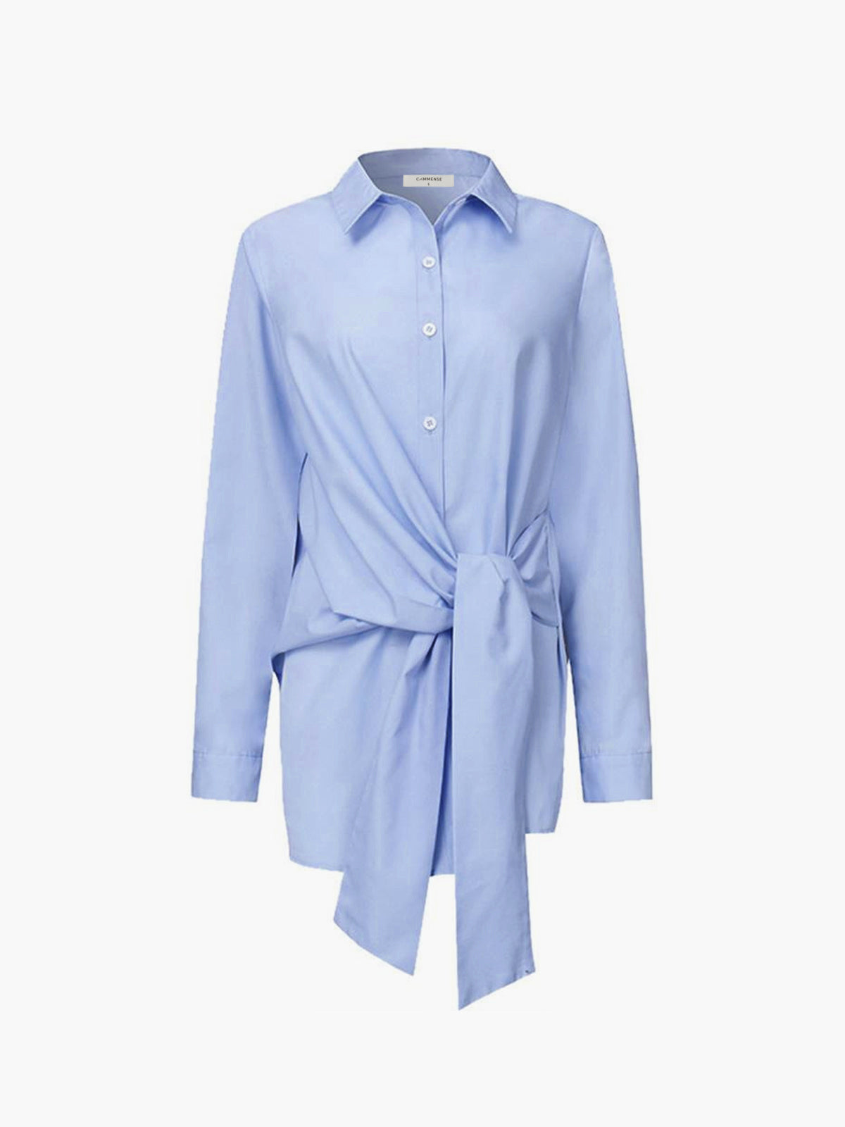 Semi-Sheer Button Down Tied Long Shirt-Massicos