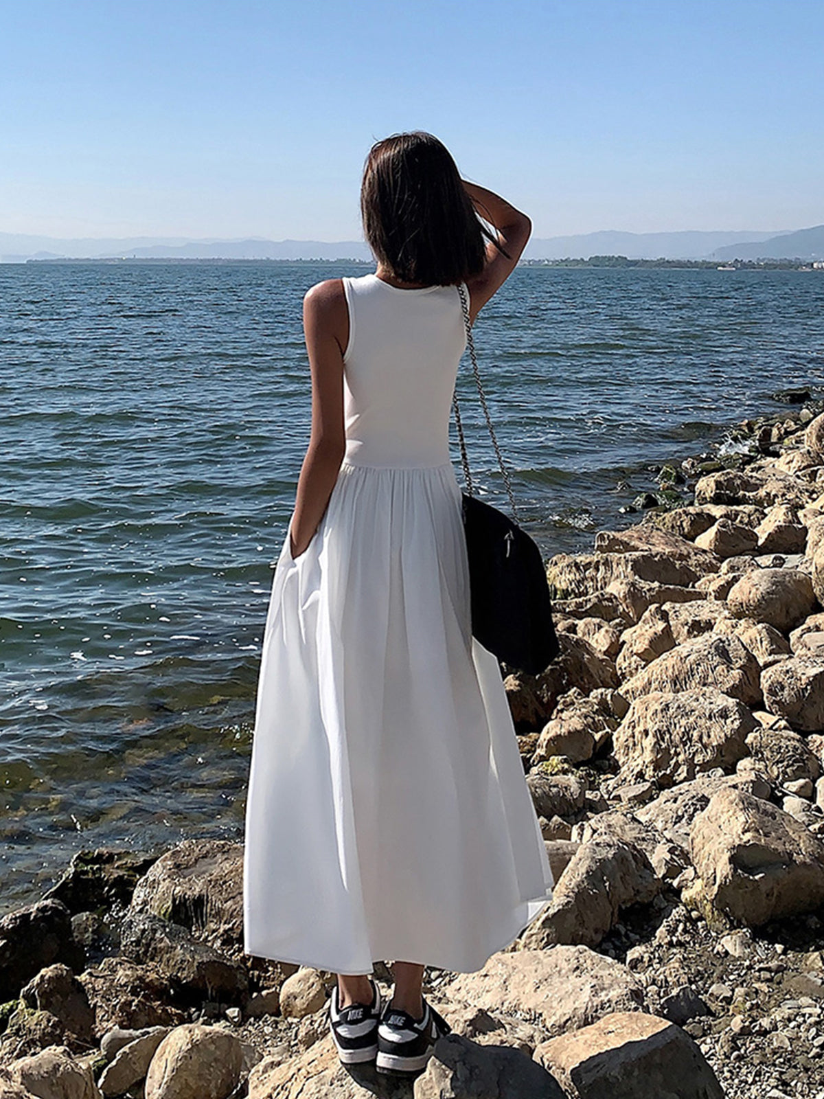 Leisure Crew Neck Long Dress-Massicos
