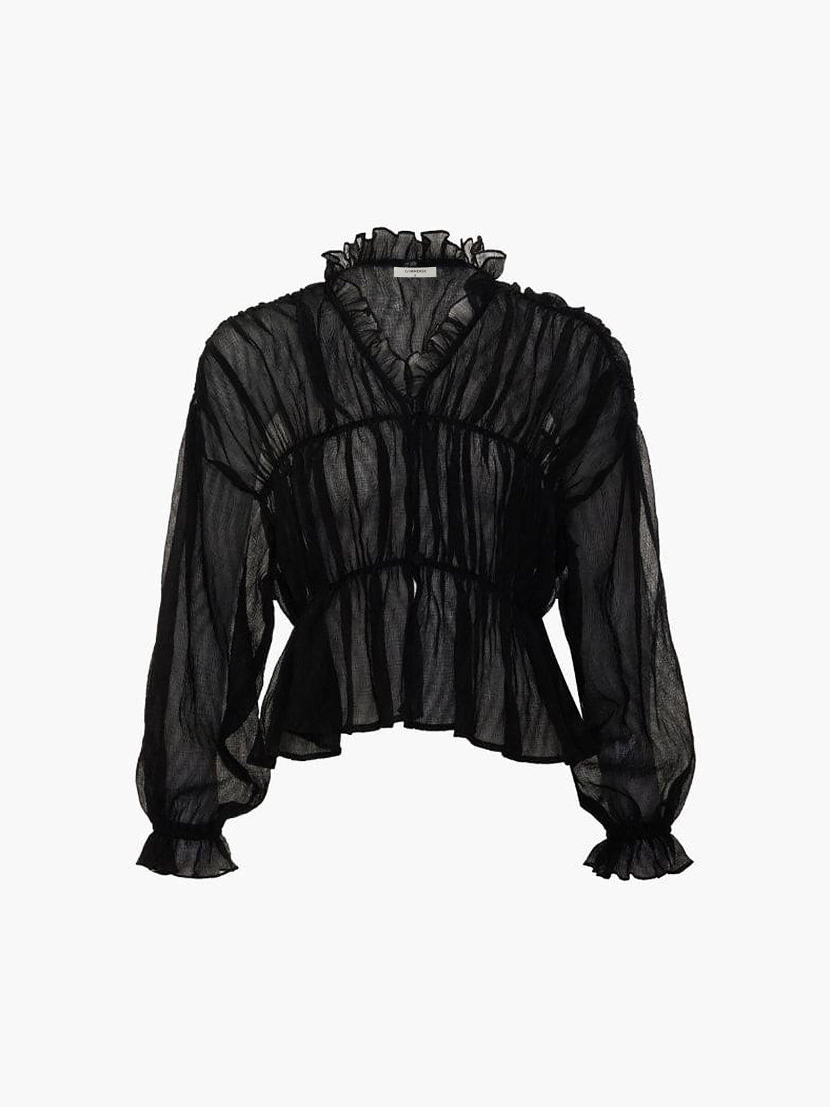 Sheer Chiffon Ruffle Detail Blouse-Massicos
