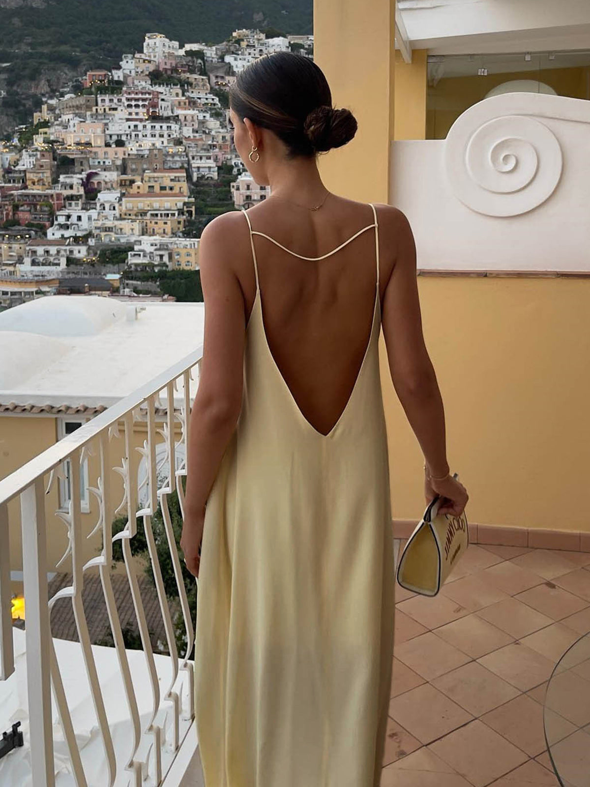 Backless Vacation Satin Long Dress-Massicos