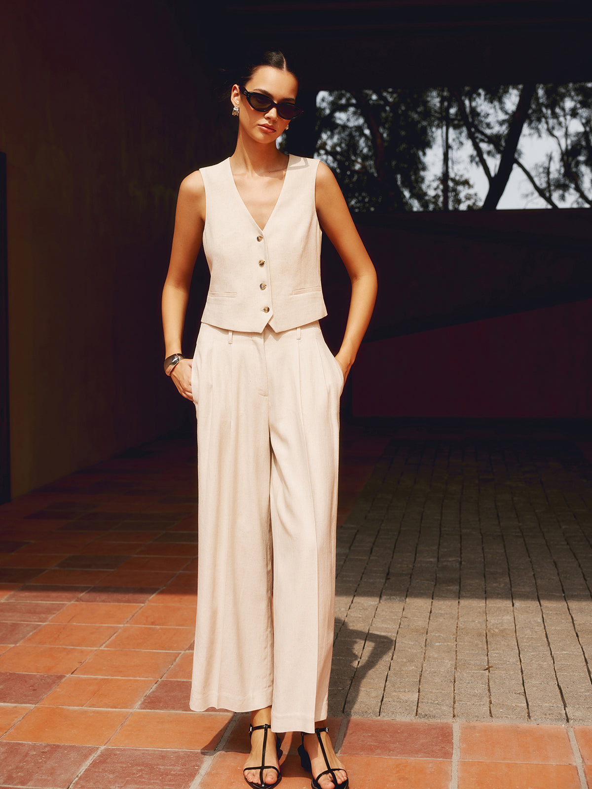 Solid Suit Straight Leg Pants-Massicos
