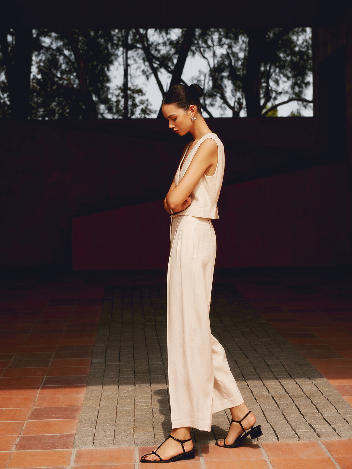Solid Suit Straight Leg Pants-Massicos