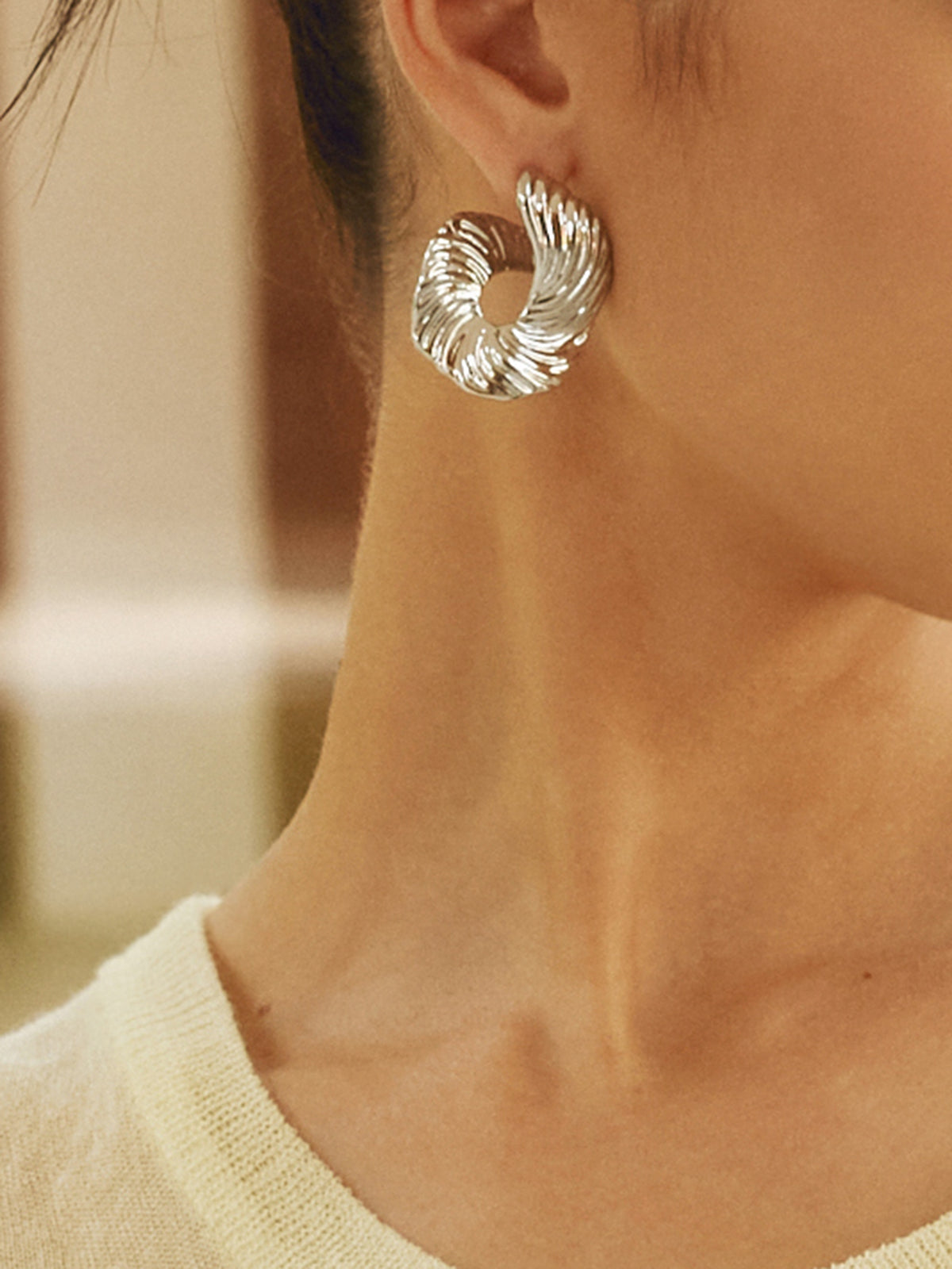 Geometric Irregular Texture Stud Earrings-Massicos