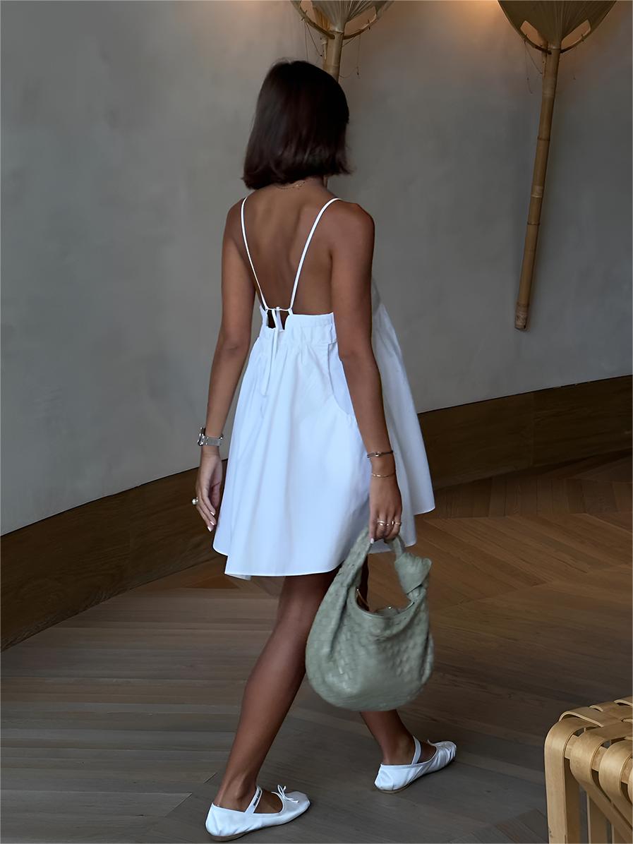 Serendipity Drawstring Pockets Cami Short Dress-Massicos