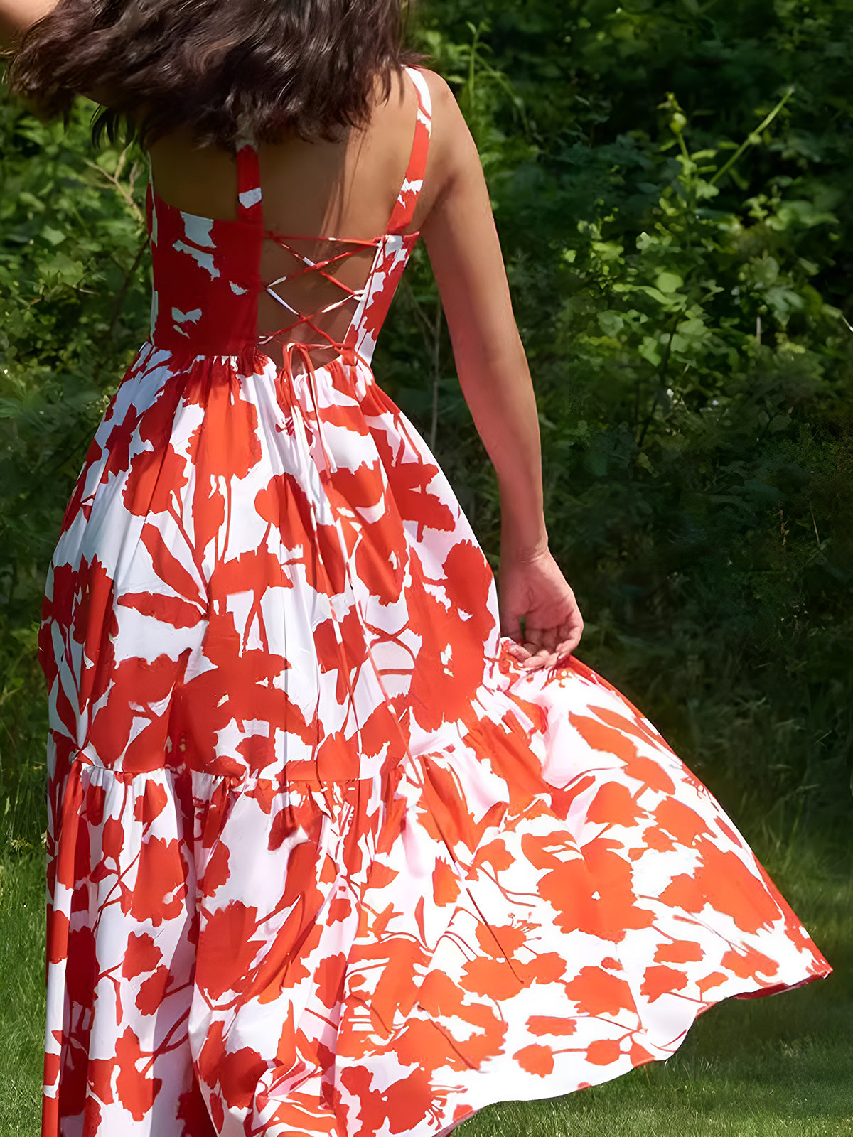 Blooming In Summer Floral Print Cami Long Dress-Massicos