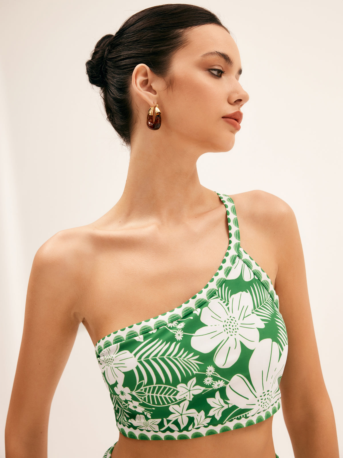 One Shoulder Floral Bikini Set-Massicos