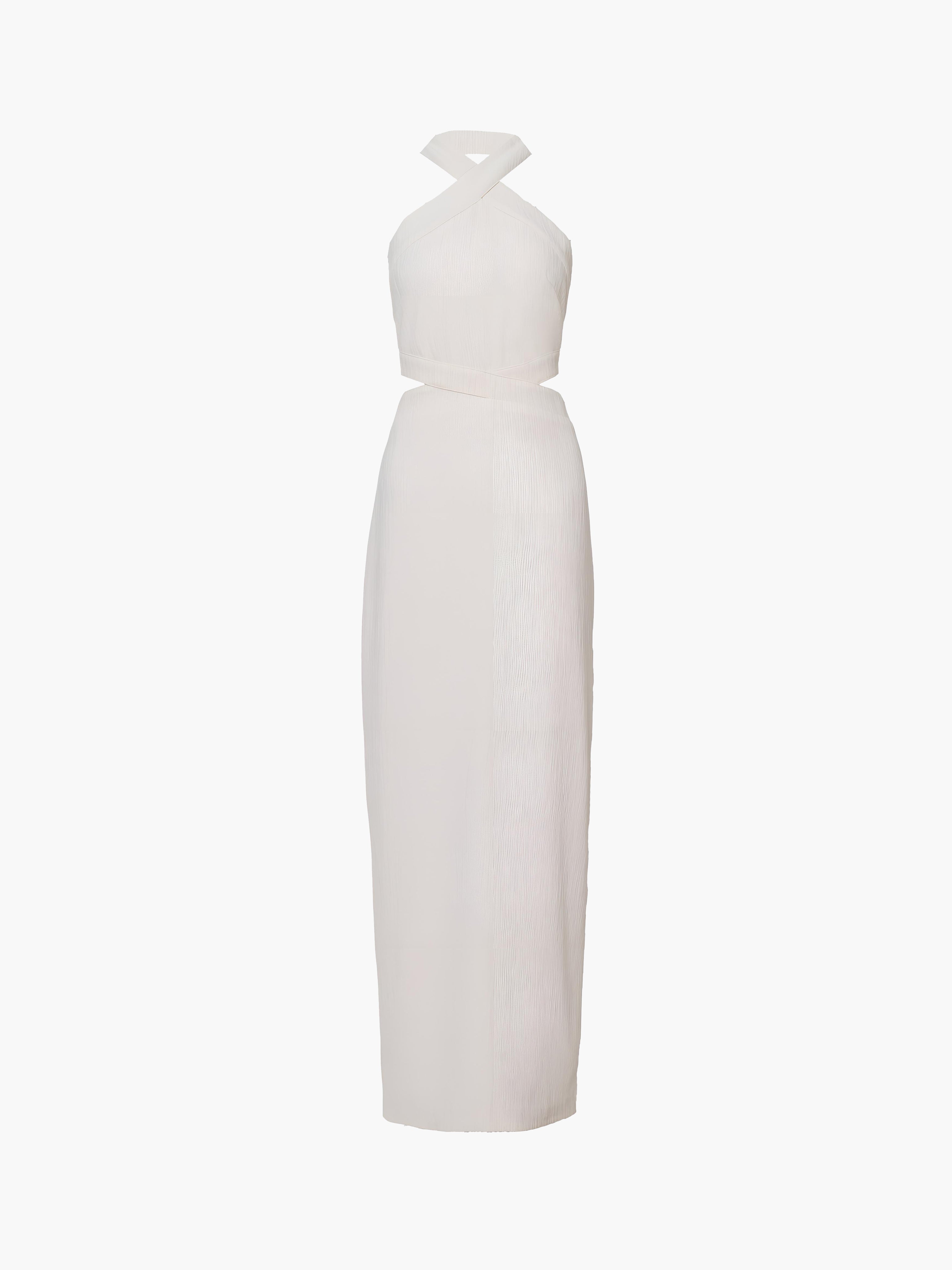 Crisscross Cutout Halter Split Knit  Long Dress-Massicos