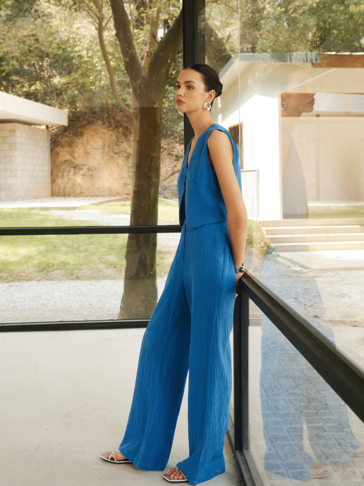 Cotton & Linen Leisure Pants Set-Massicos