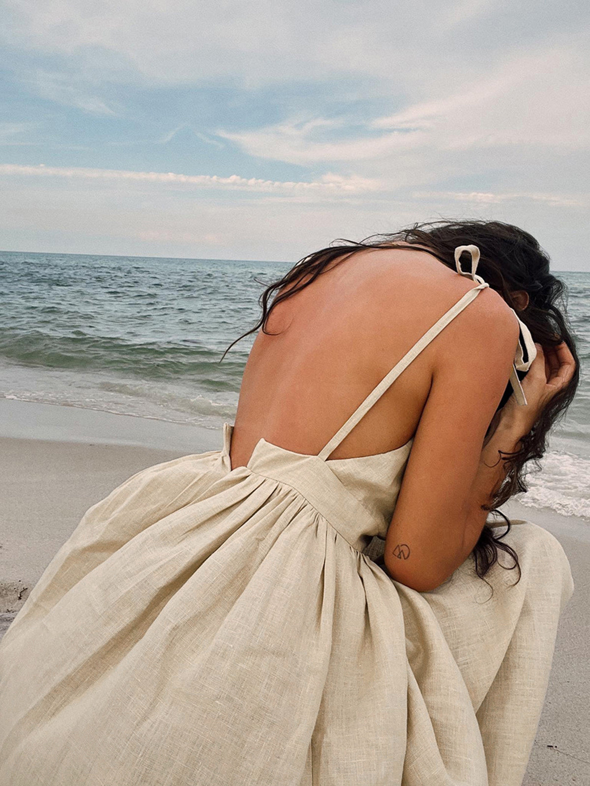 Cotton & Linen Backless Long Dress-Massicos