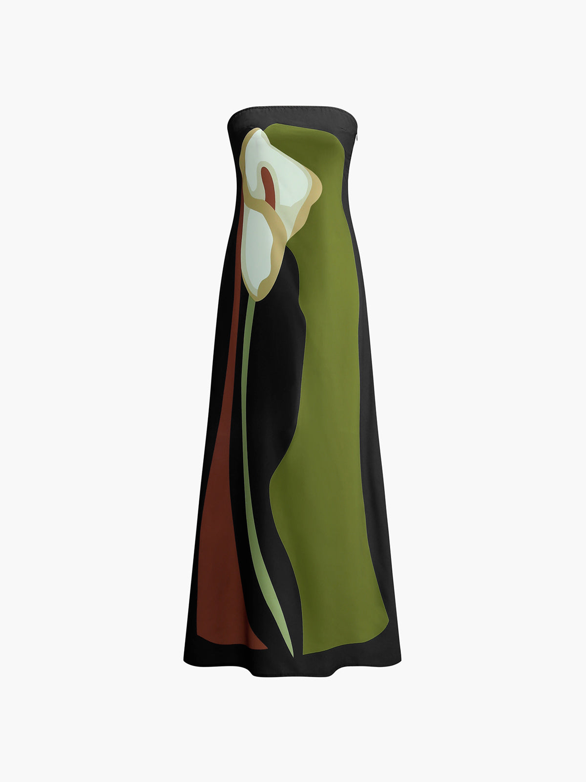 Large Floral Print Split Tube Long Dress-Massicos