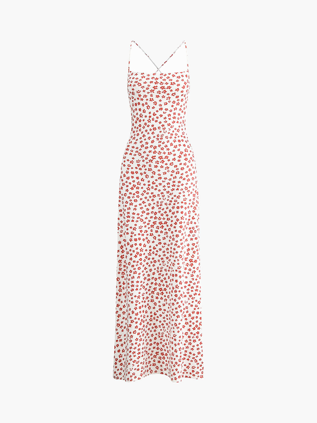 Strappy Floral Print Crisscross Flowy Long Sundress-Massicos