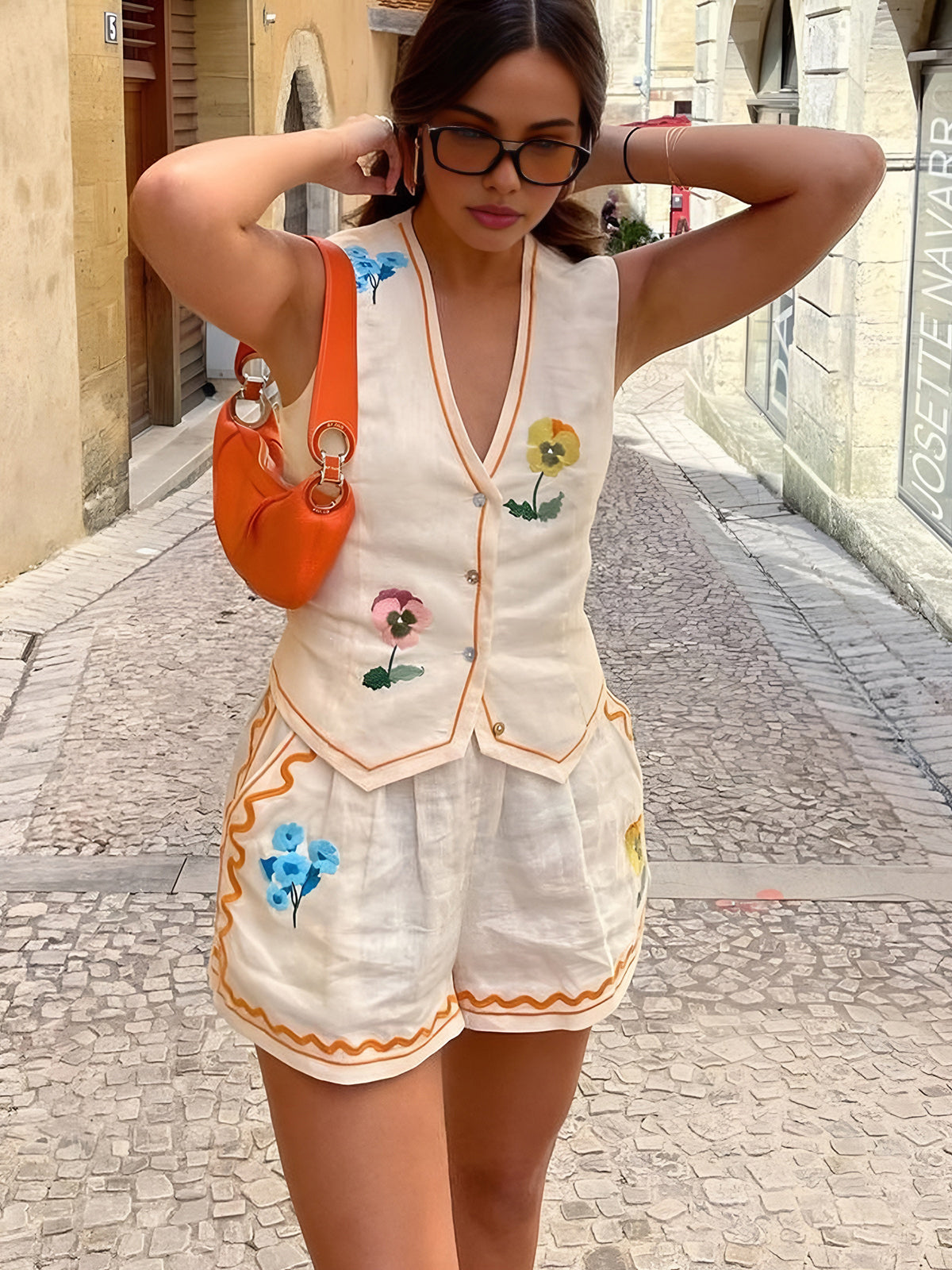 Floral Print Tank Shorts Set-Massicos