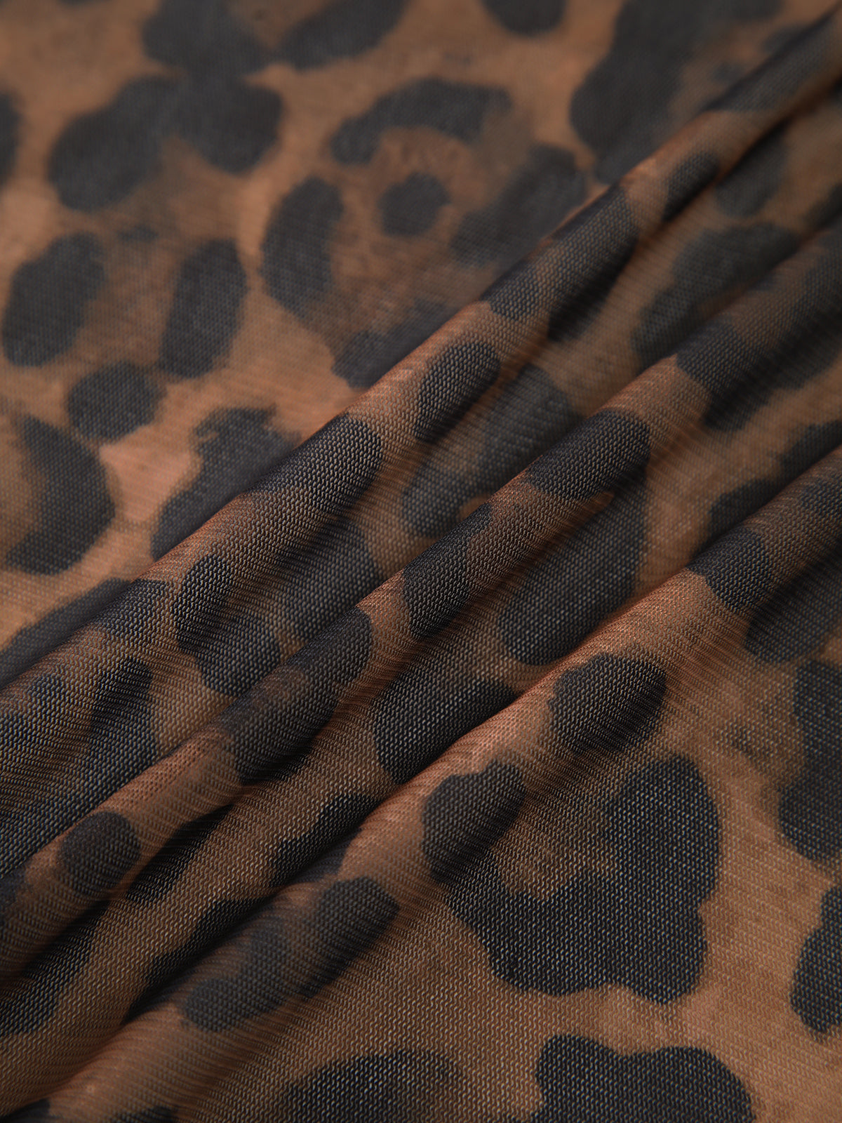 Sheer Leopard Print Long Sleeve Lace Trim Blouse-Massicos