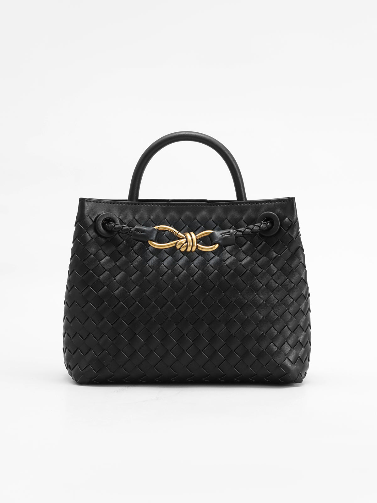 Metal Twist Detail Handle Bag-Massicos