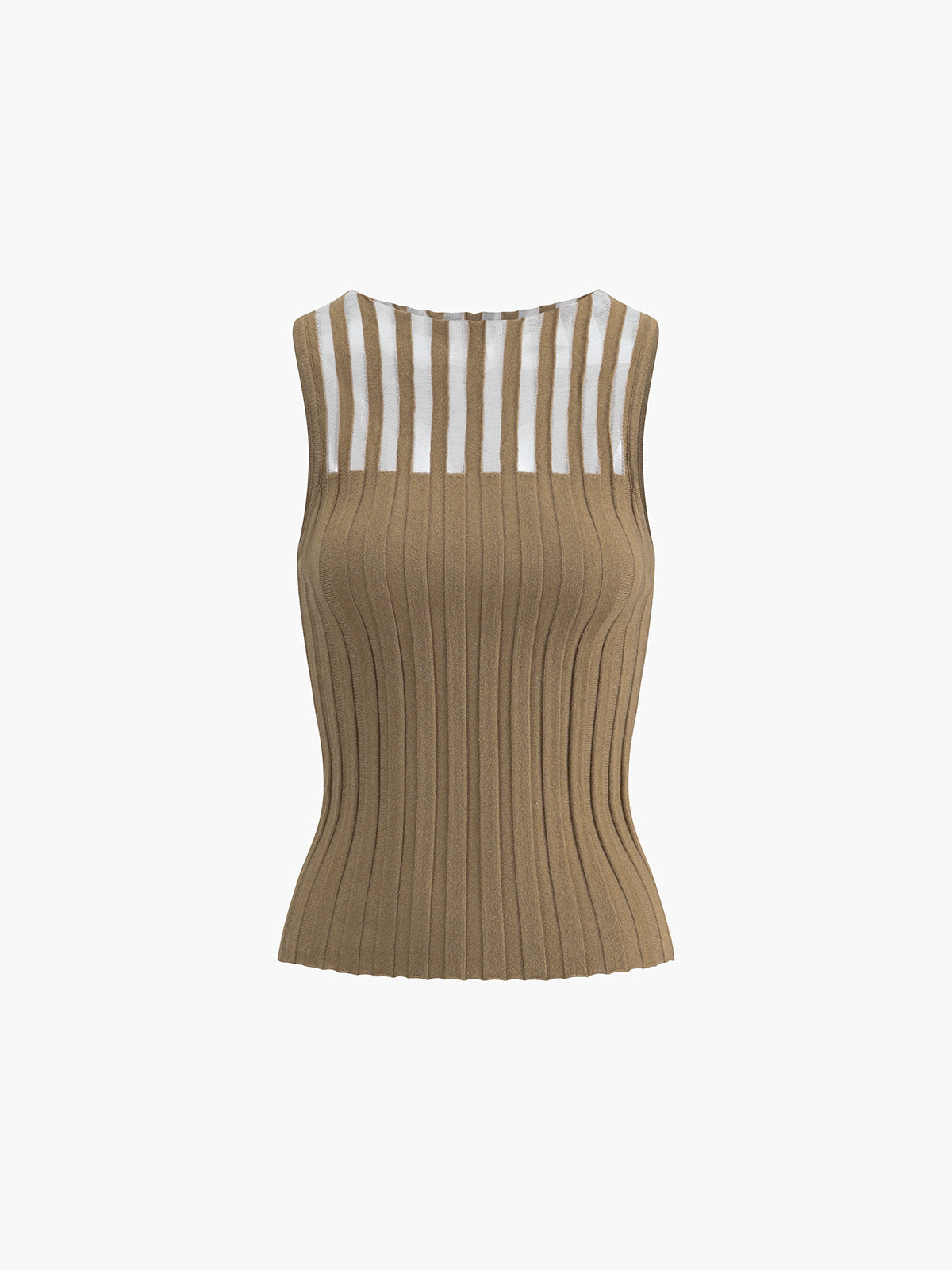 Sheer Ribbed Tank Top-Massicos