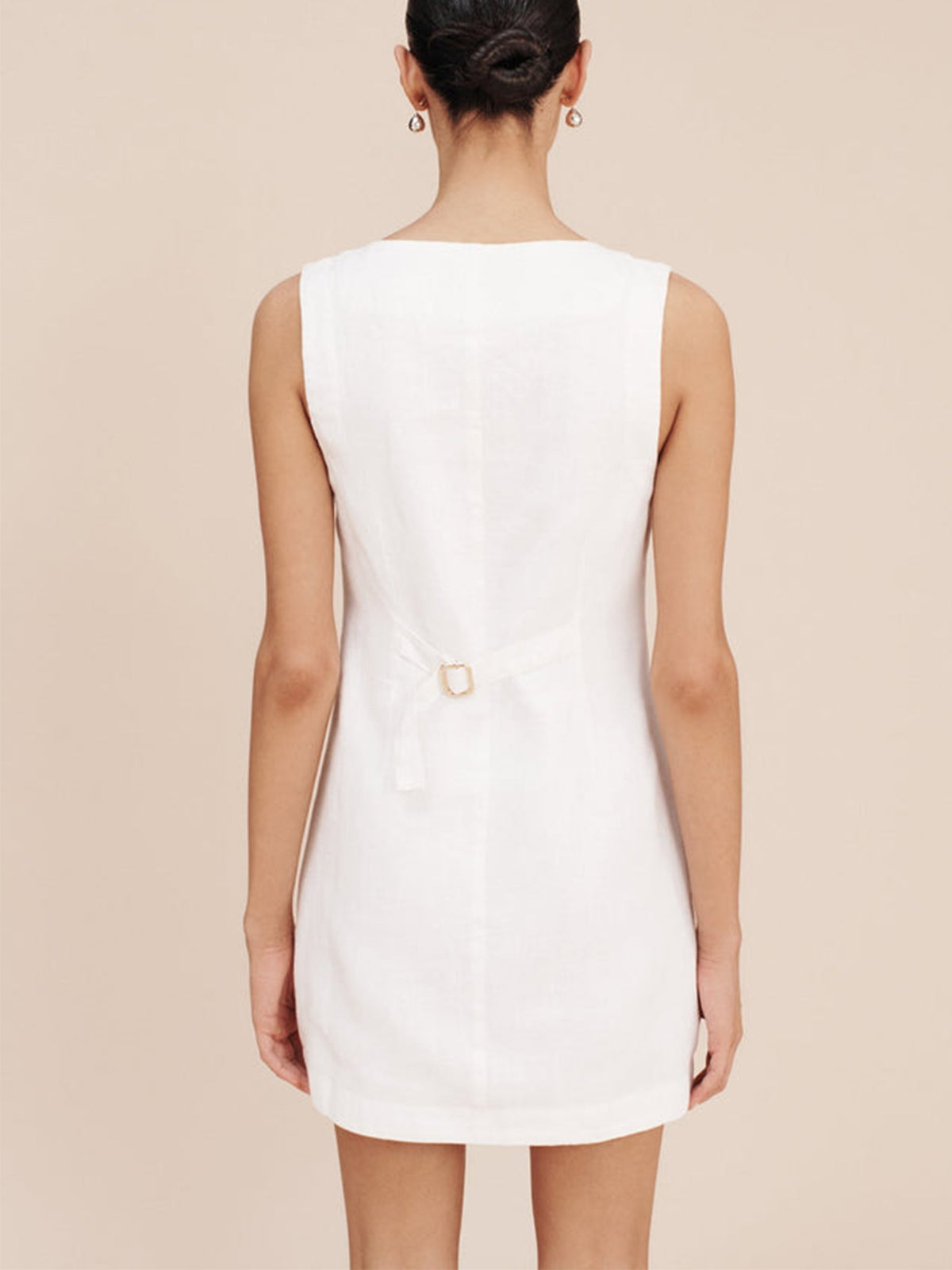 Cotton Button-Front Short Dress-Massicos