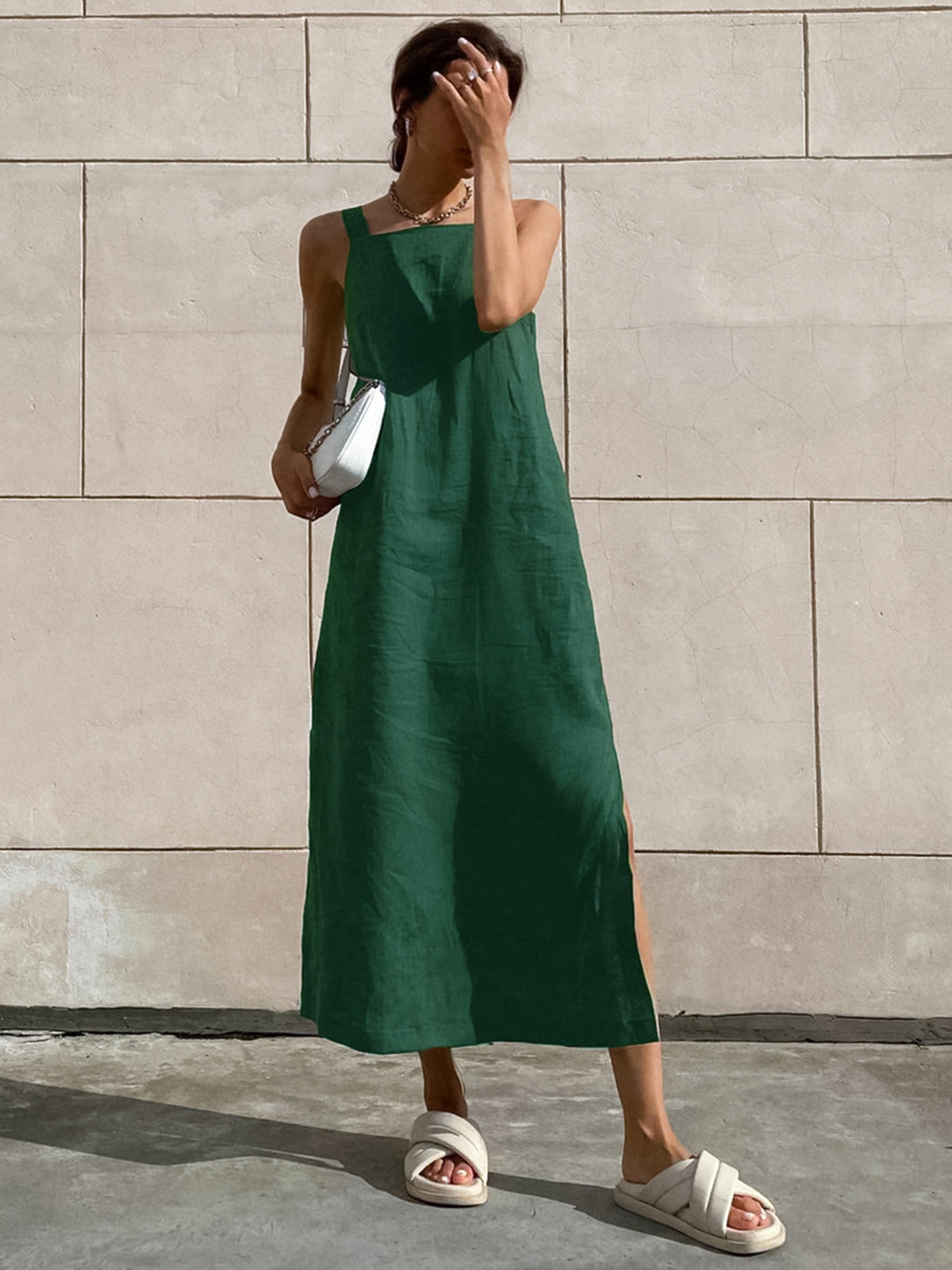 Minimalism Cotton Cami Long Dress-Massicos