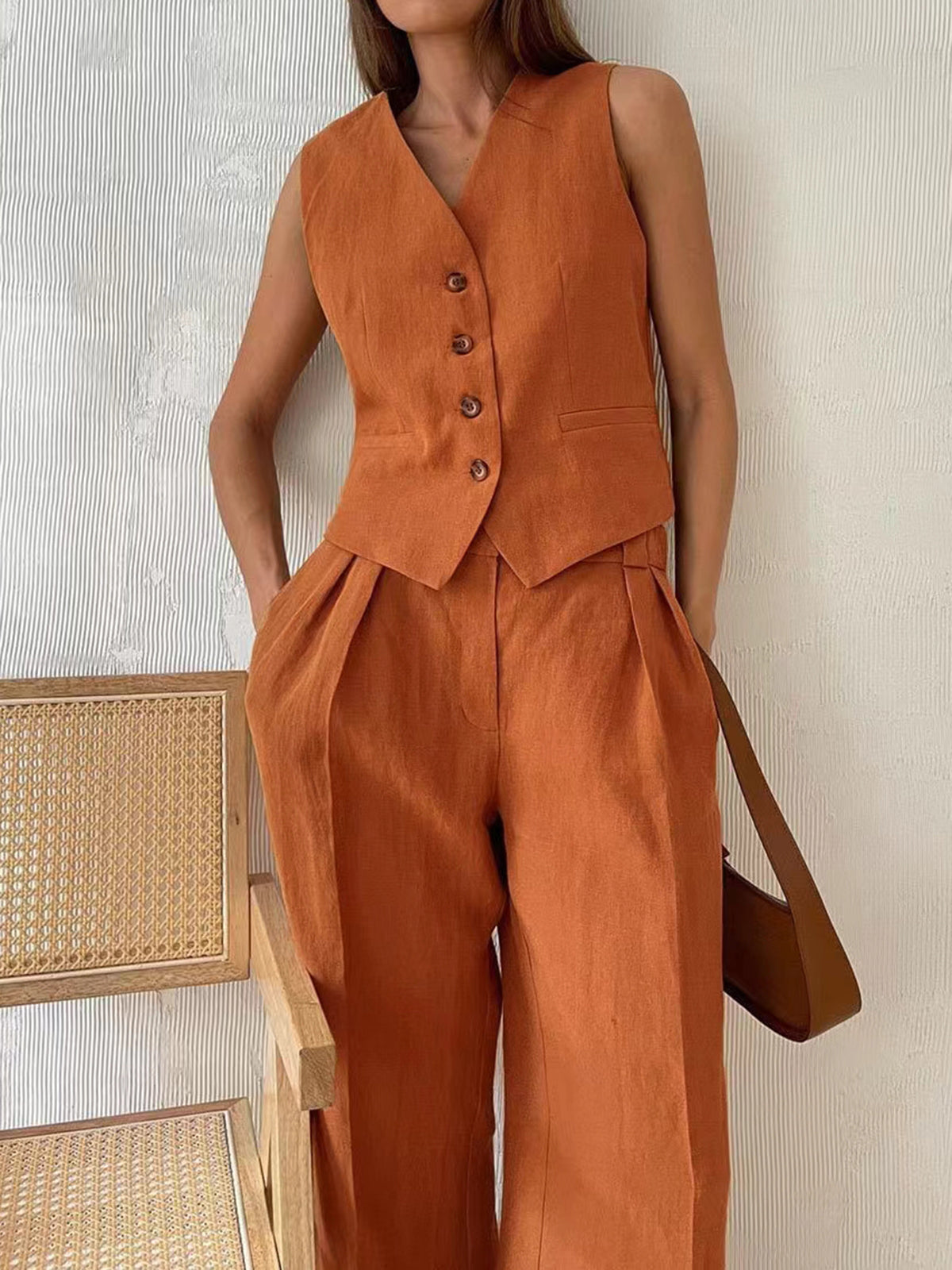 Cotton & Linen Pants Set-Massicos