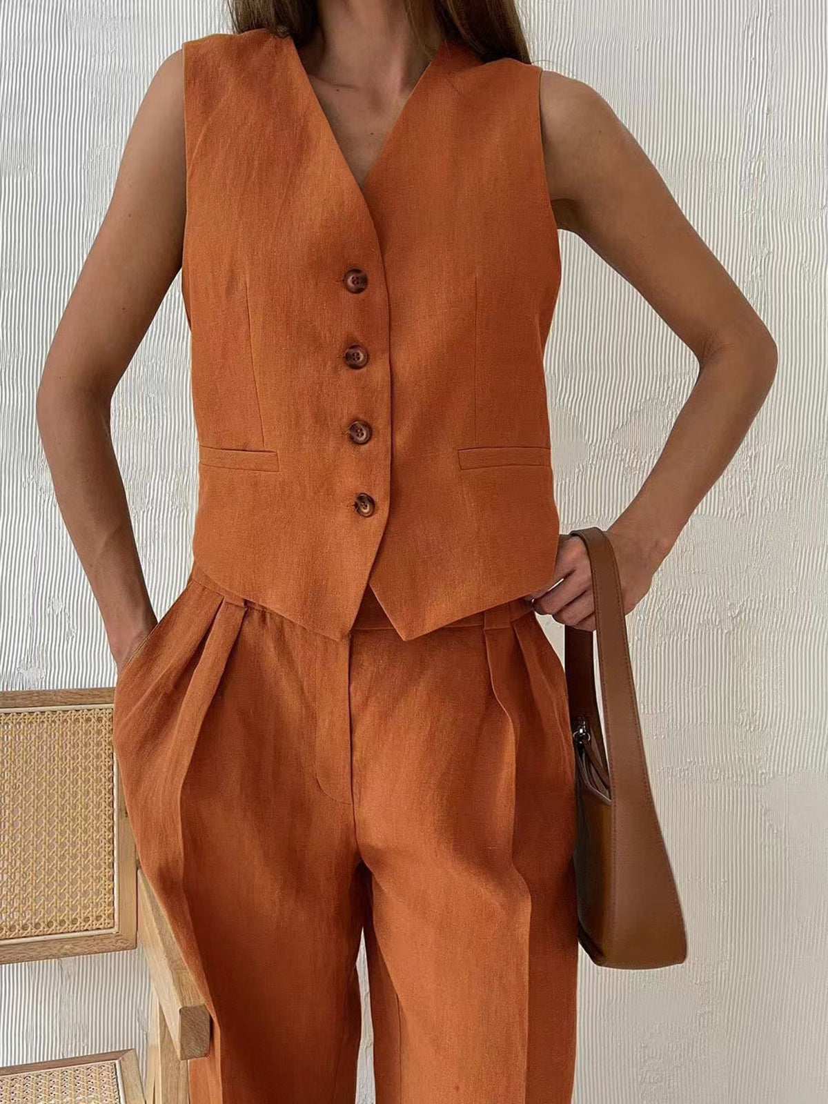 Cotton & Linen Pants Set-Massicos