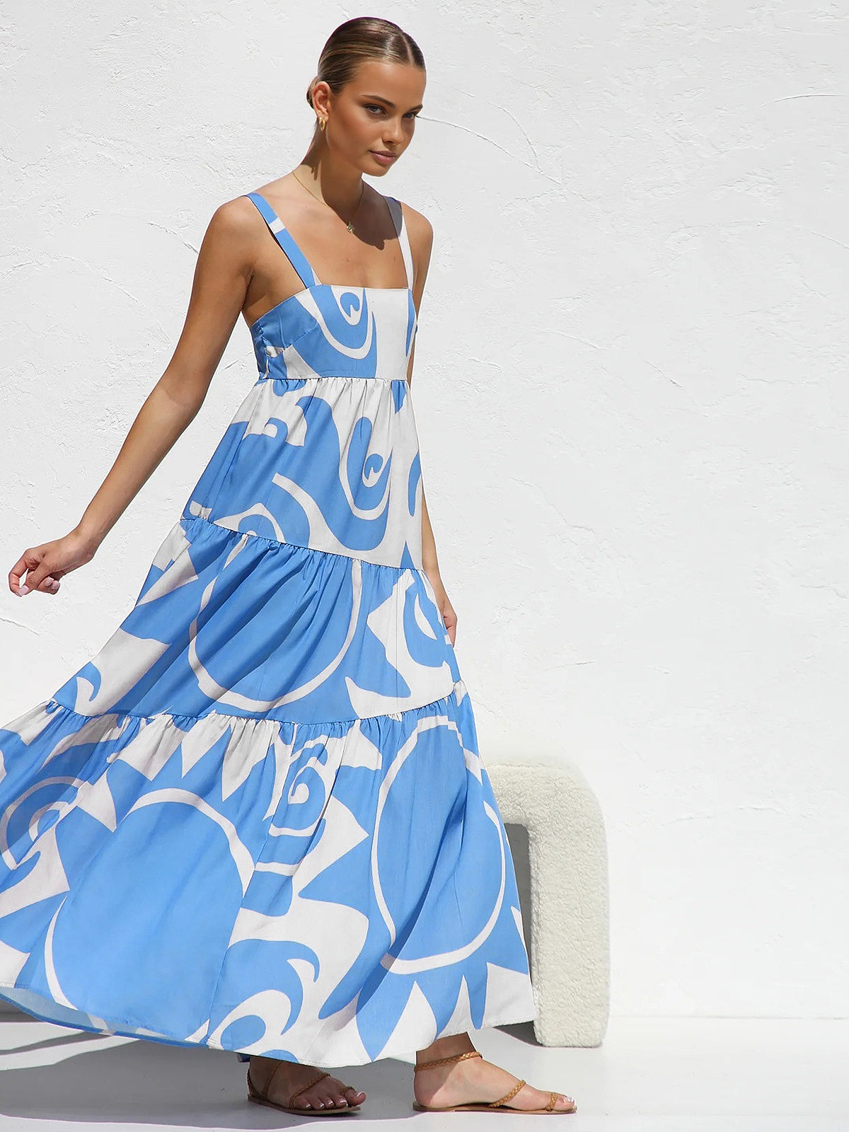 Sun Print Cami Long Dress-Massicos