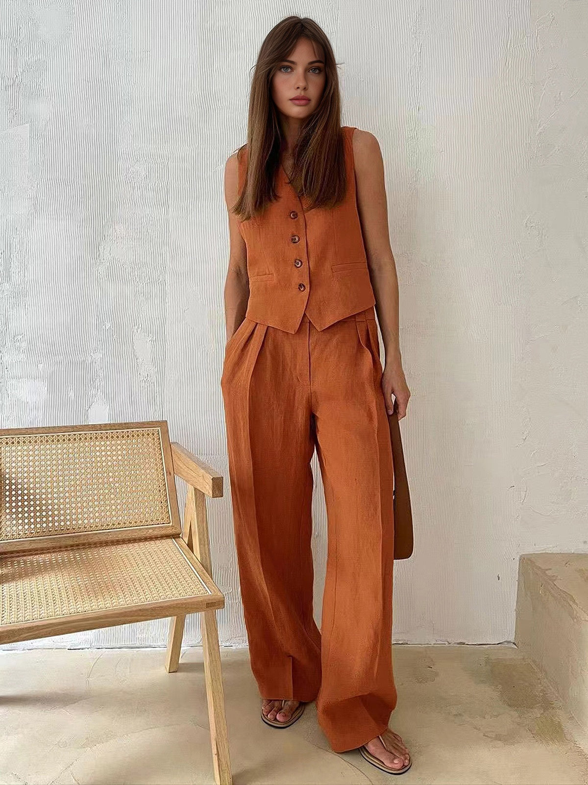 Cotton & Linen Pants Set-Massicos