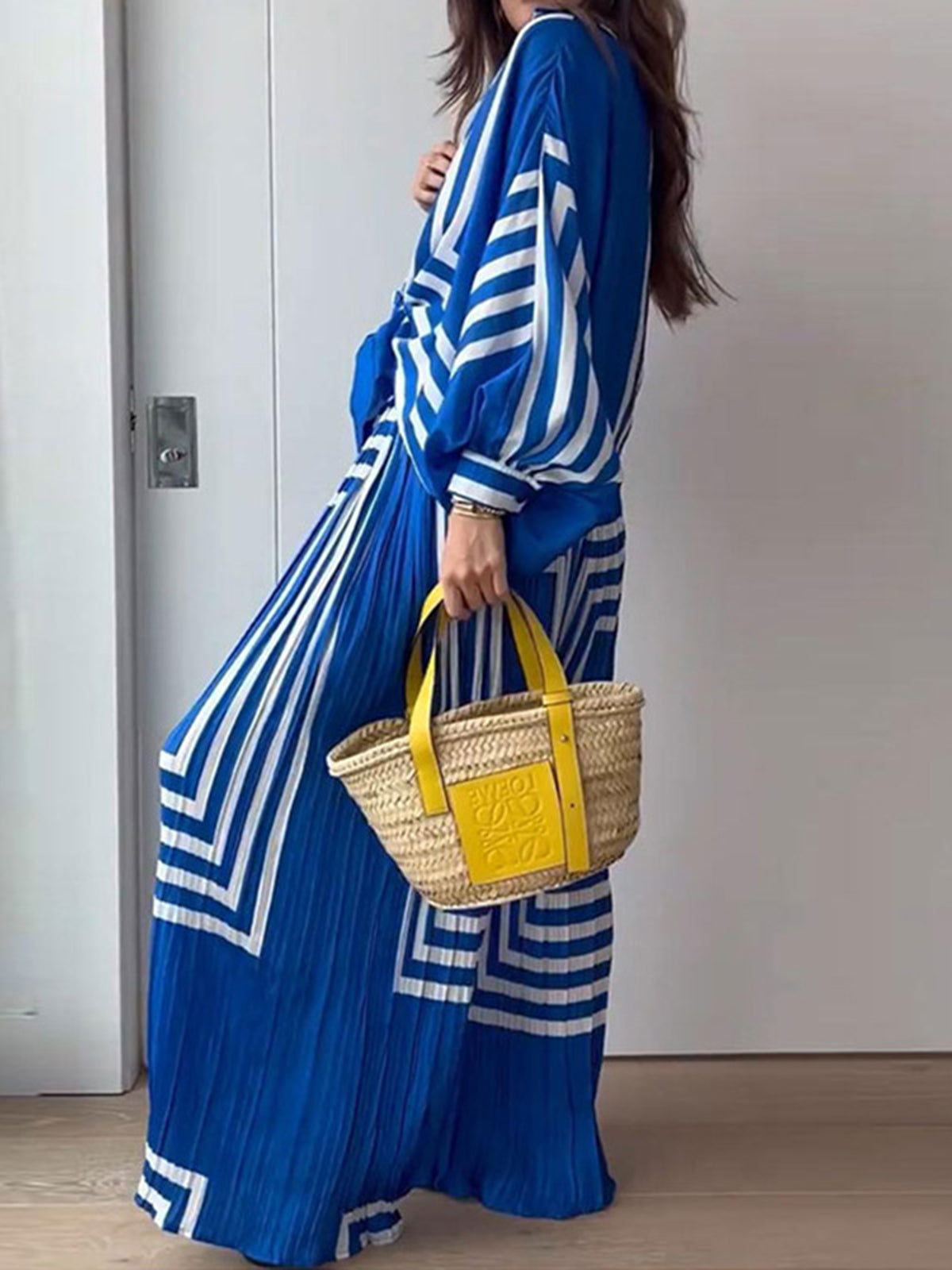 Oversized Print Vacation Pants Set-Massicos