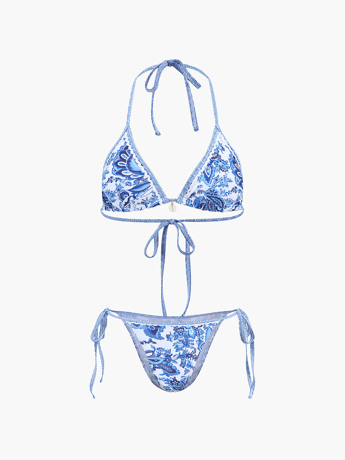 Printed Halter Knotted Bikini Set-Massicos